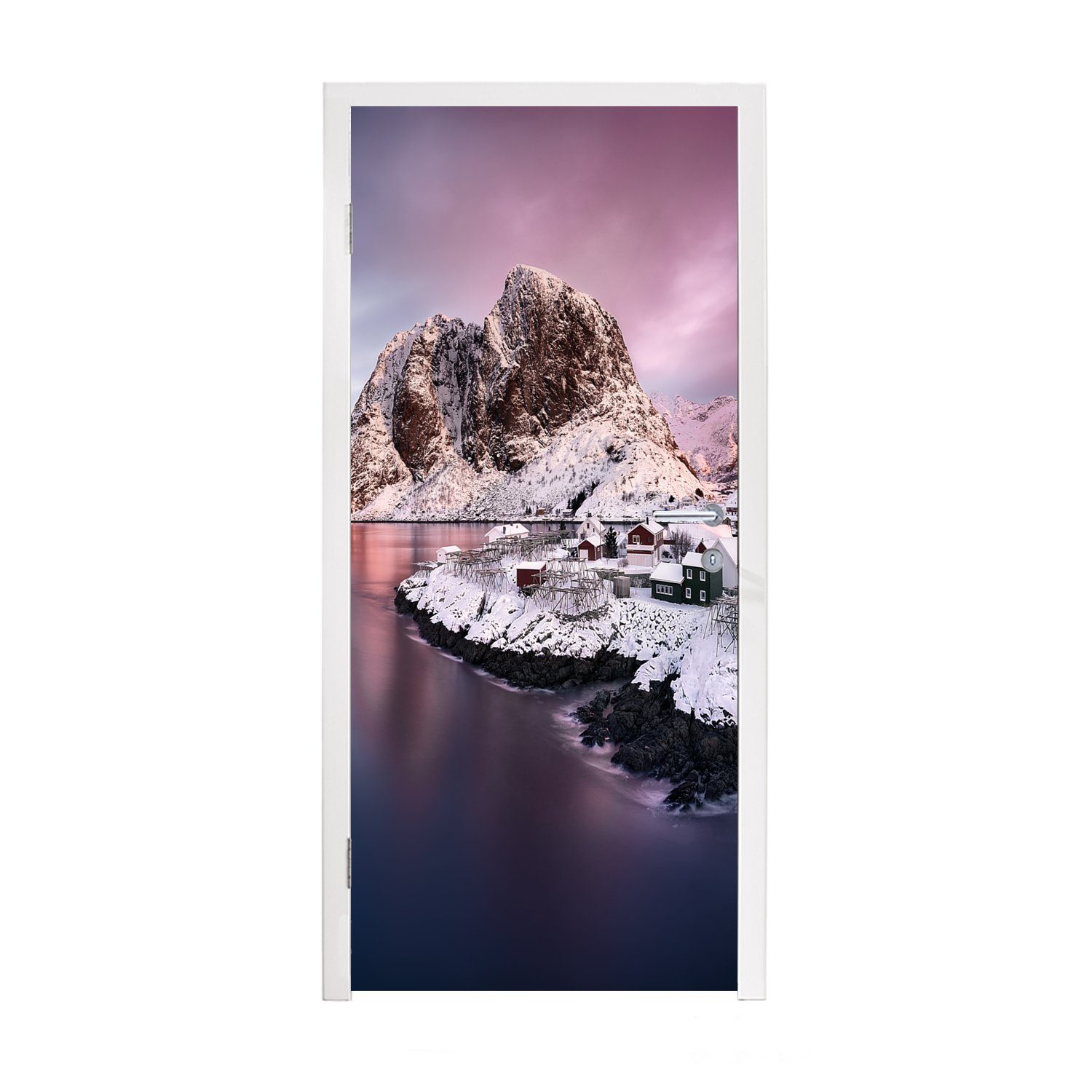 MuchoWow Türtapete Lofoten Norwegen Fotodruck, Matt, bedruckt, (1 St), Fototapete für Tür, Türaufkleber, 75x205 cm
