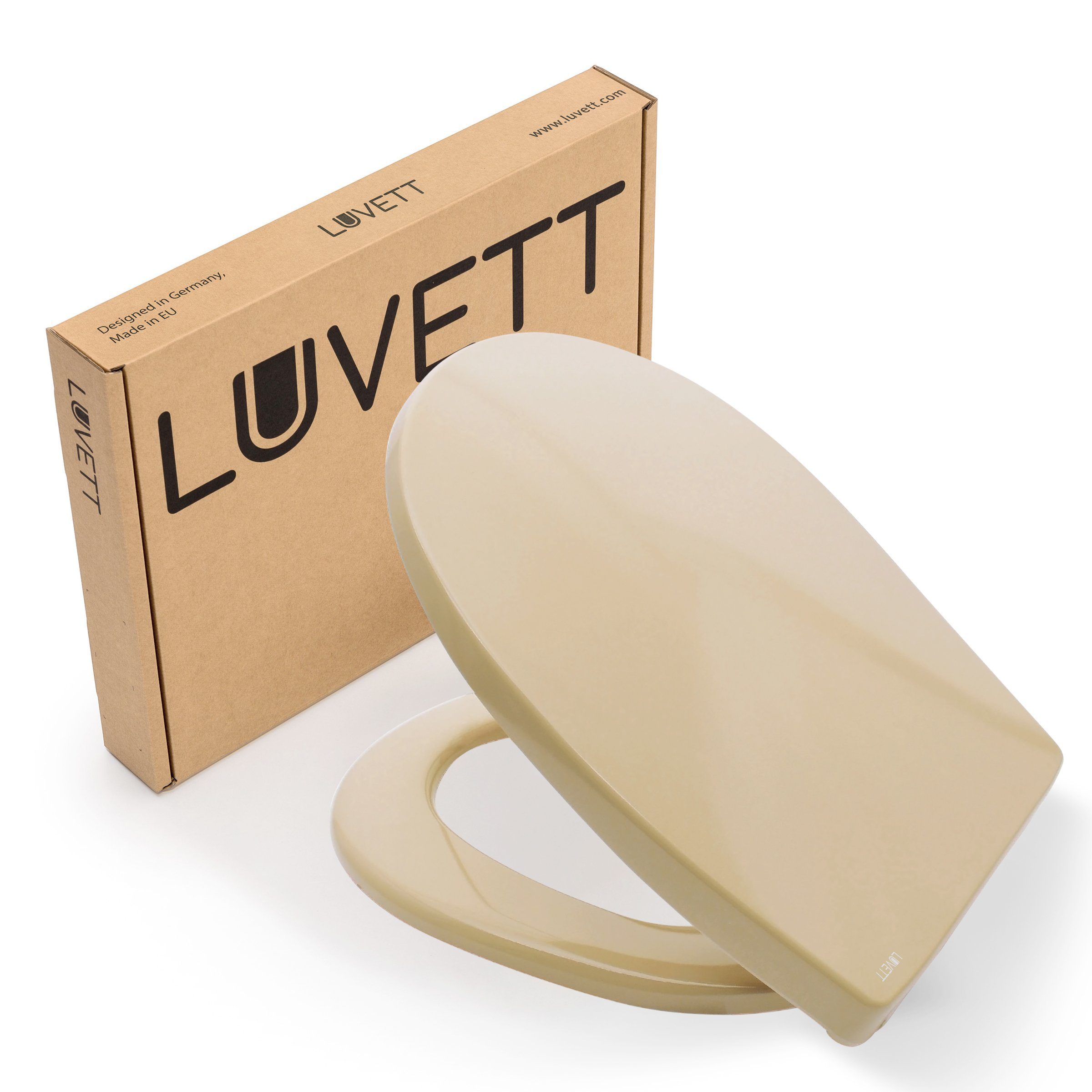 LUVETT WC-Sitz Farben C100 (Komplett-Set, Inklusive 3 Befestigungsarten), mit Original SoftClose® Absenkautomatik, Duroplast