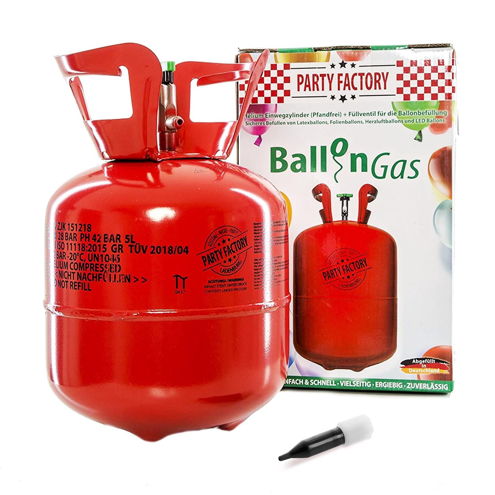 Party Factory Гелий Ballongas Гелий für bis zu 20 Надувные шарики, 0,14m³ Einwegflasche rot, Ballongas, Гелий, Гелийgas, Гелий Ballongas