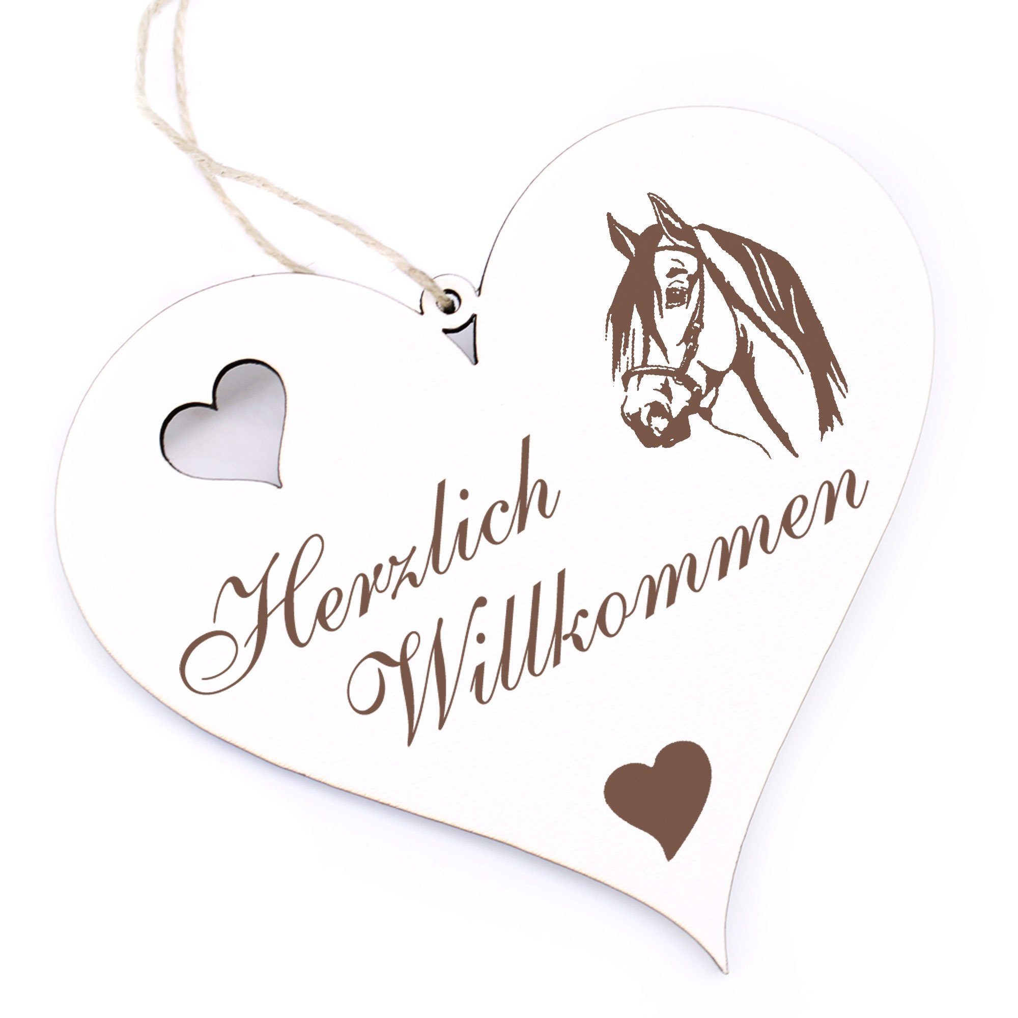 Dekolando Hängedekoration Herzlich Willkommen - Pferd Kopf - 13x12cm