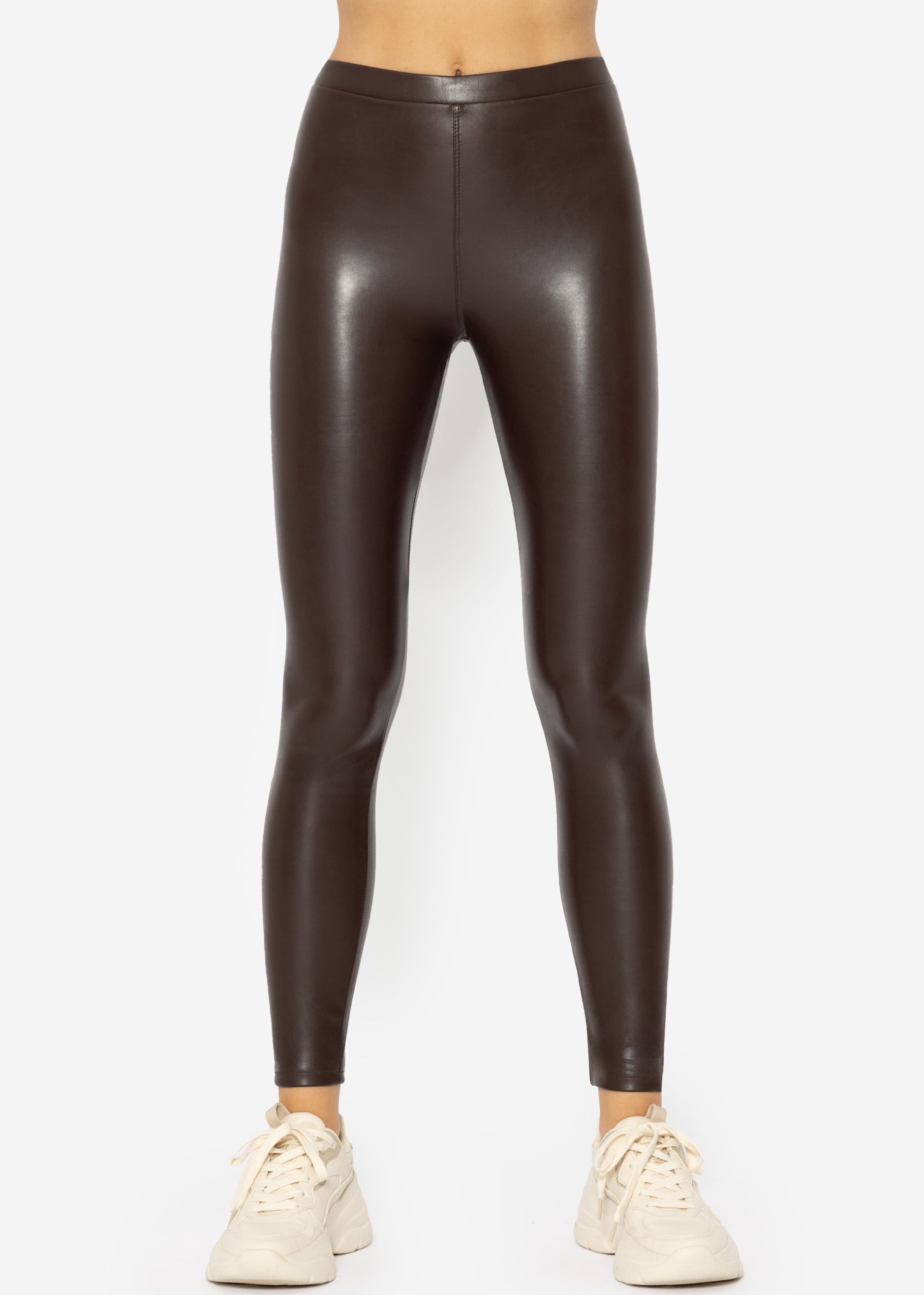 SASSYCLASSY Lederimitathose Skinny Damen Leggings mit Thermo-Futter Mid-Wai günstig online kaufen