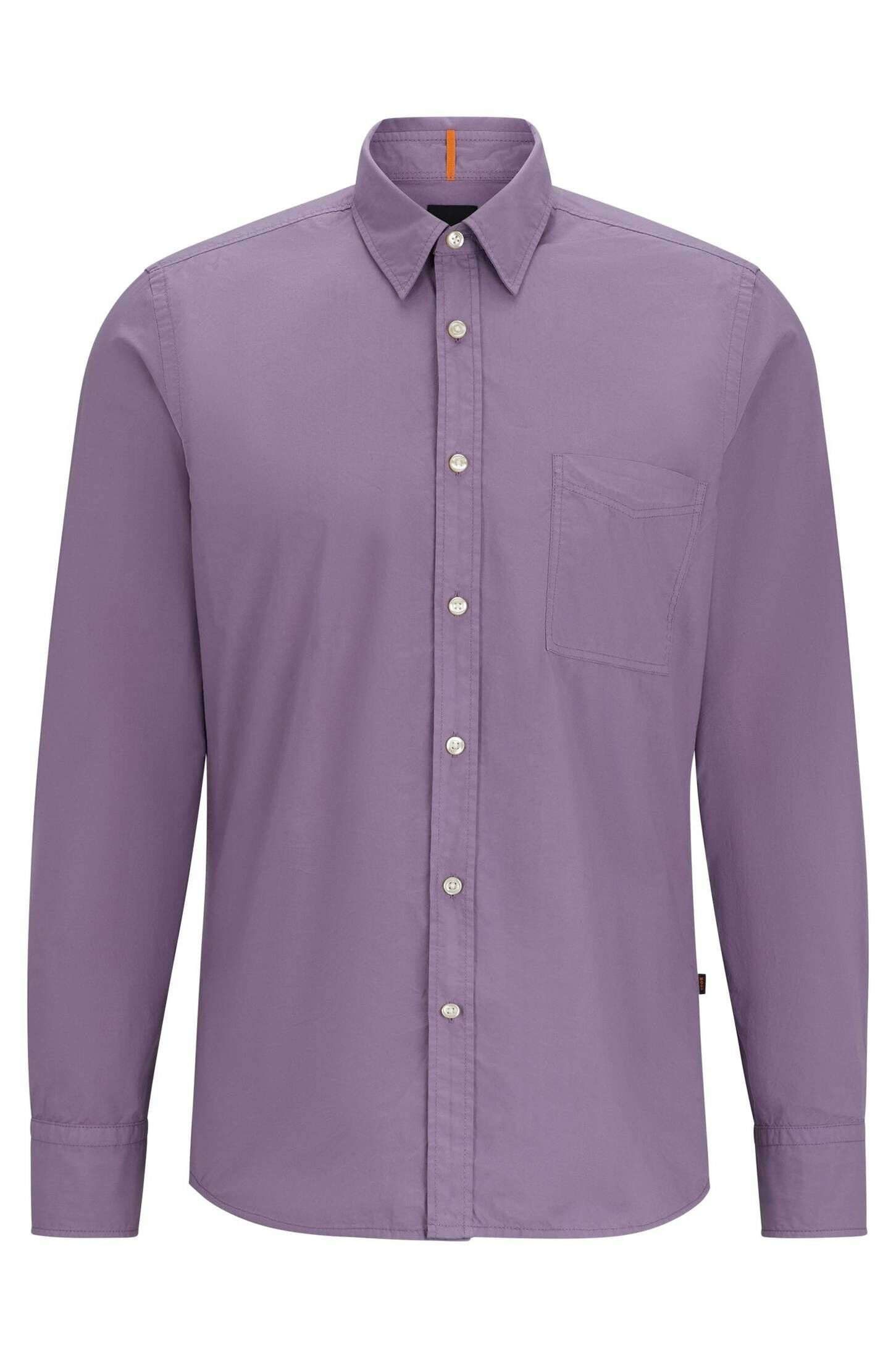 Langarmhemd RELEGANT_6 Regular Hemd purple Herren BOSS (68) Fit (1-tlg)