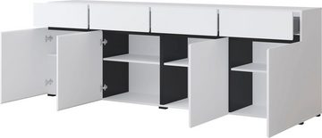 INOSIGN Sideboard Cross,Breite 225 cm, moderne grifflose Kommode,4 Türen/4 Schubkästen, Schubladenschrank mit viel Stauraum, Einlegeböden verstellbar