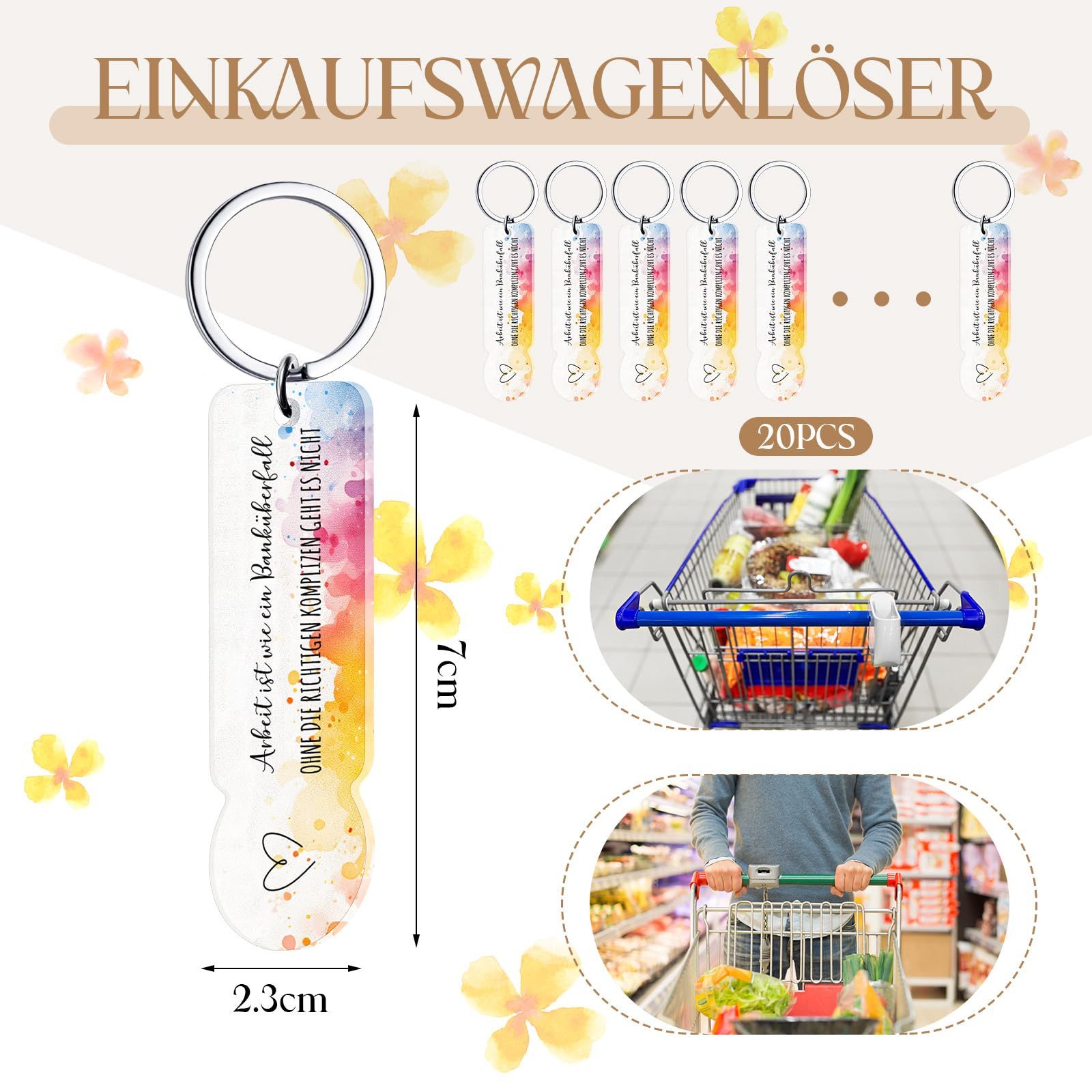 CLTYQ Schlüsselanhänger Set 20 Stück Acryl Einkaufswagenchip Schlüsselanhän günstig online kaufen