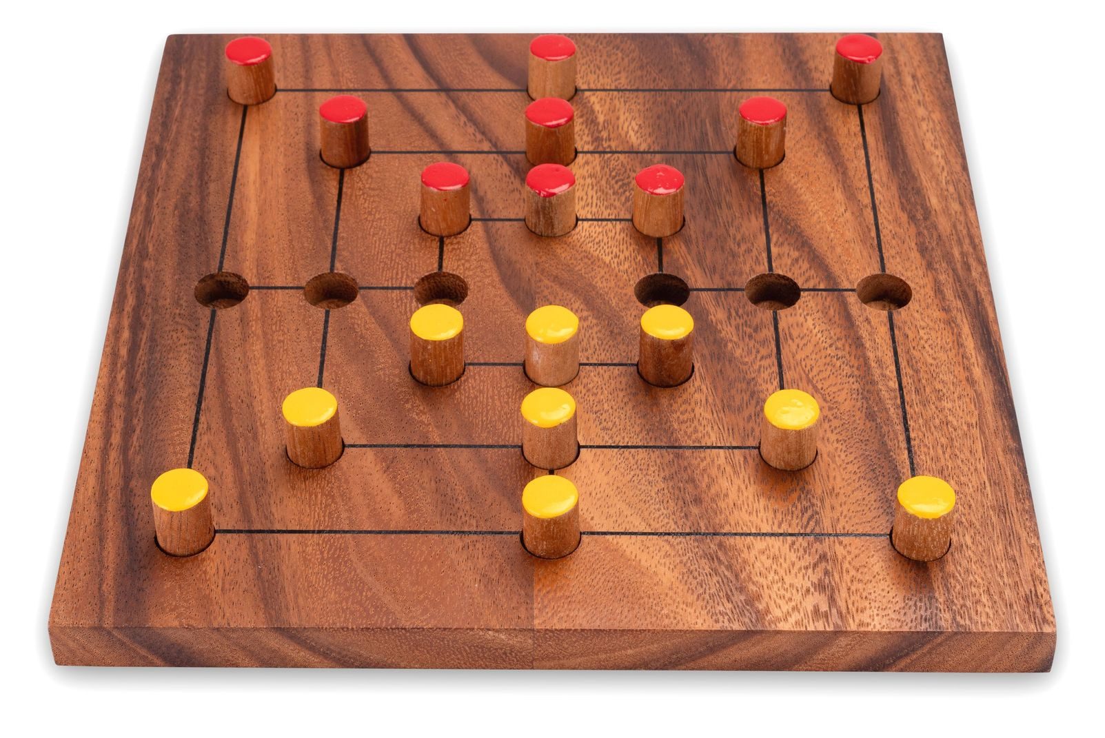 LOGOPLAY Spiel Mühle Gr. XL, Gesellschaftsspiel, Mühle Gr. XL für 2 Spieler stabiles Spielbrett 25 x 25 cm