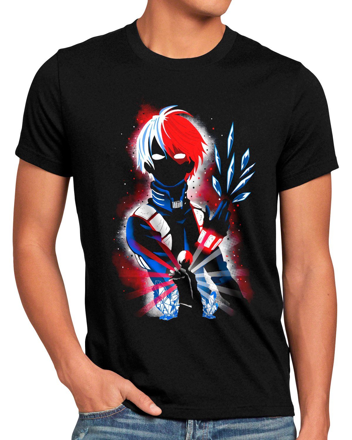 style3 Print-Shirt Herren T-Shirt Powerful Todorki anime manga my hero academia cosplay