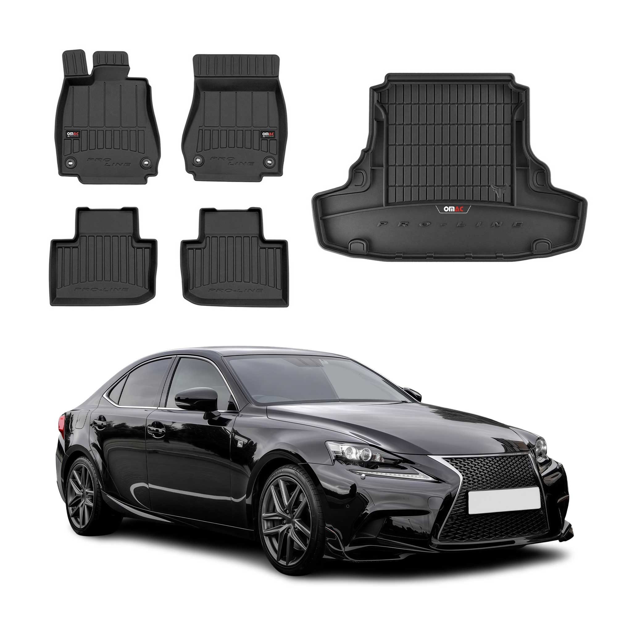 Auto-Fußmatten Kofferraumwanne Set für Lexus IS 2013-2020 Gummi Schwarz 5x