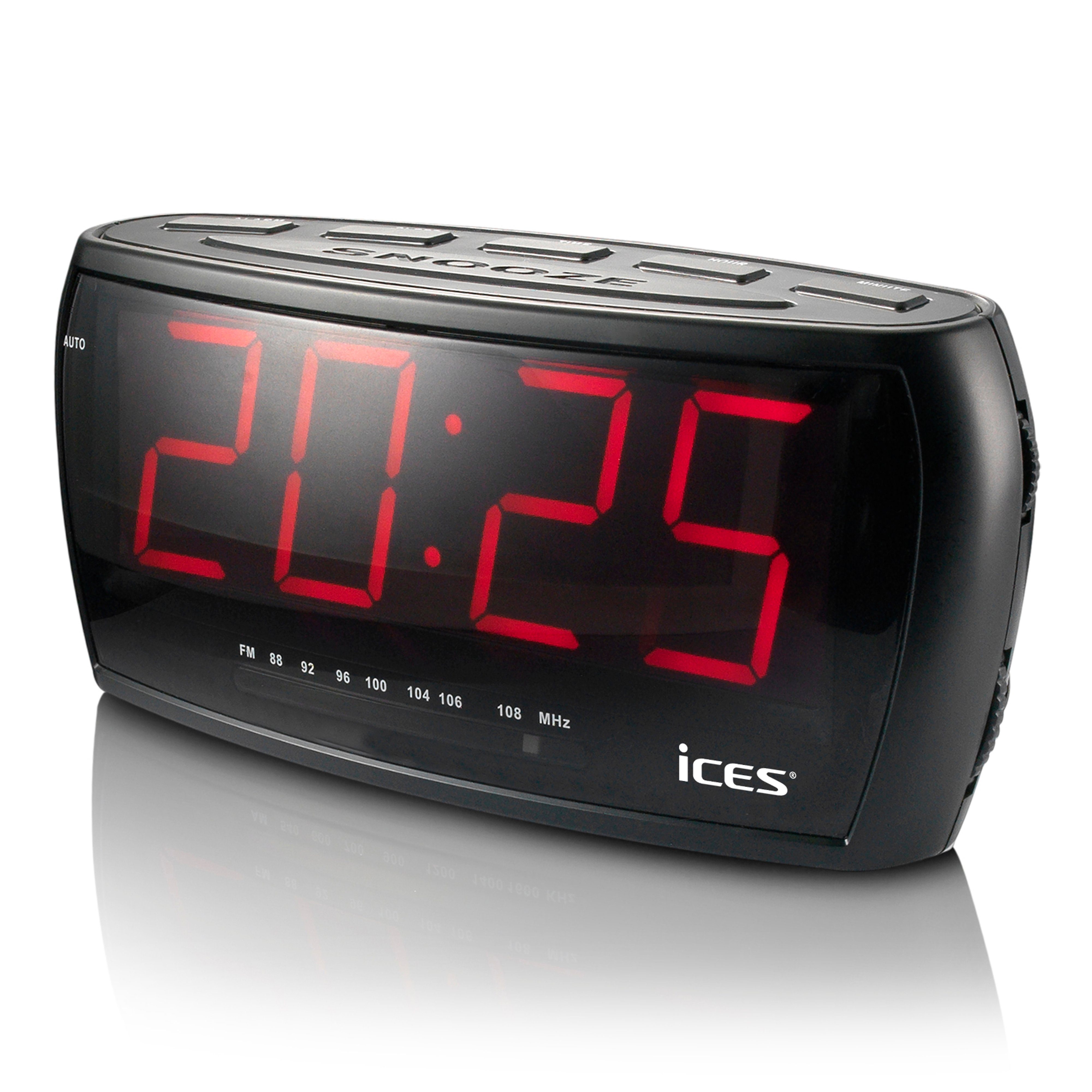 Lenco Radiowecker ICR-230-1 Design Uhrenradio, großes LED-Display, PLL-FM-Tuner & Batterie-Backup