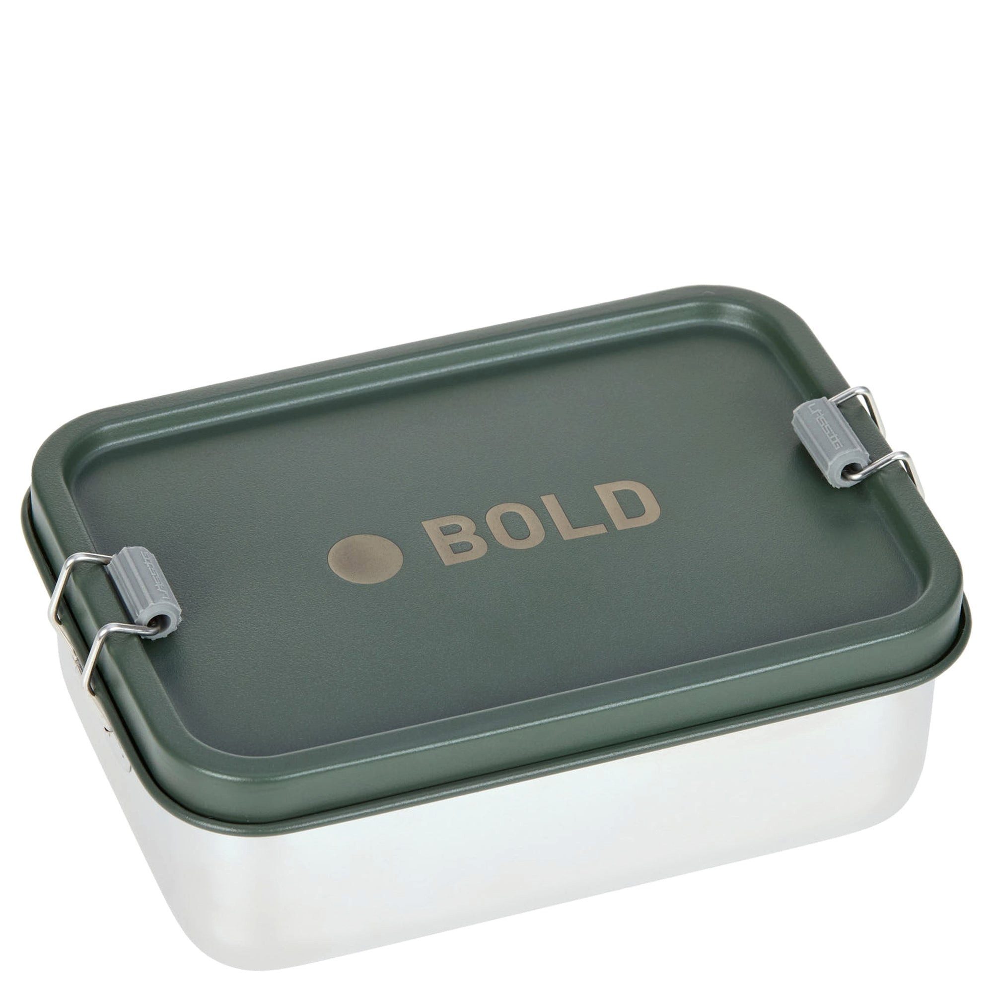LÄSSIG Lunchbox Lunchbox Stainless Steel Solid 18 cm - Brotzeitbox (Bold Dark Olive), Edelstahl