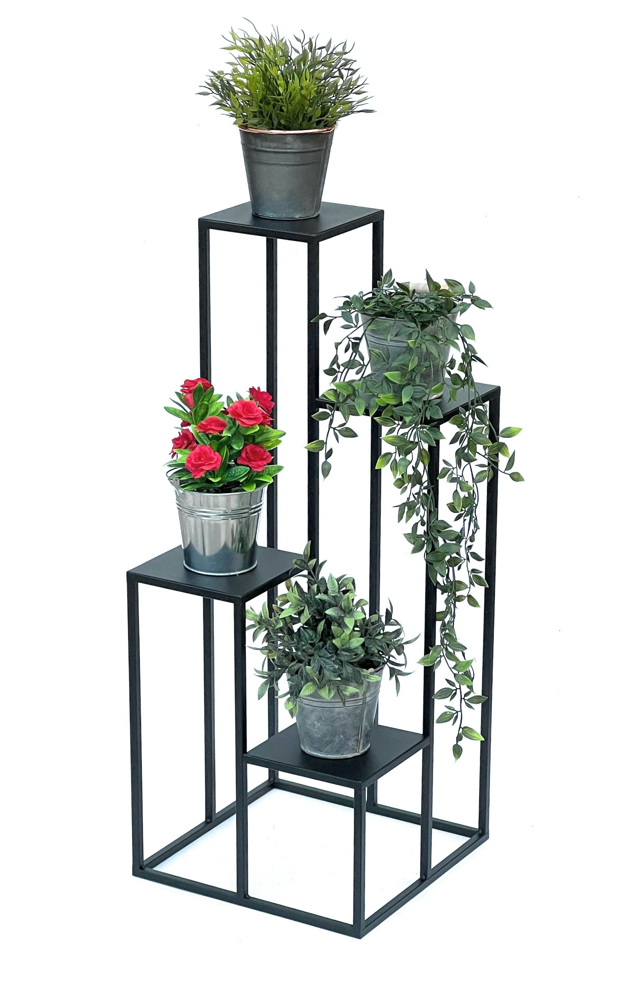 DanDiBo Blumenständer Blumentreppe Metall Schwarz 90 cm Modern Pflanzenständer Blumenhocker