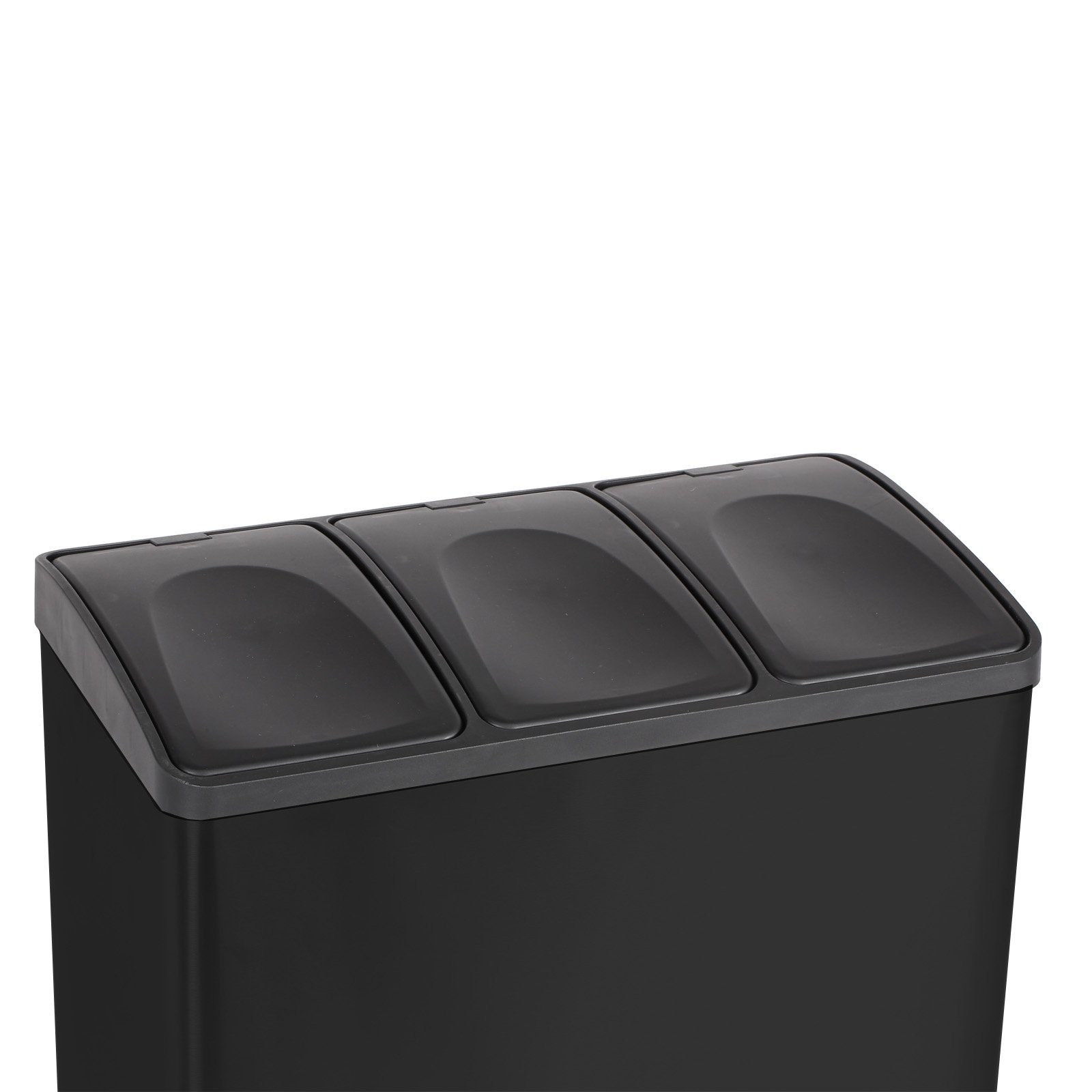 HAC24 Mülleimer Edelstahl Mülleimer Küche Abfalleimer Abfallsammler Müllbehälter, Schwarz Matt, 3x 12 Liter Inneneimer