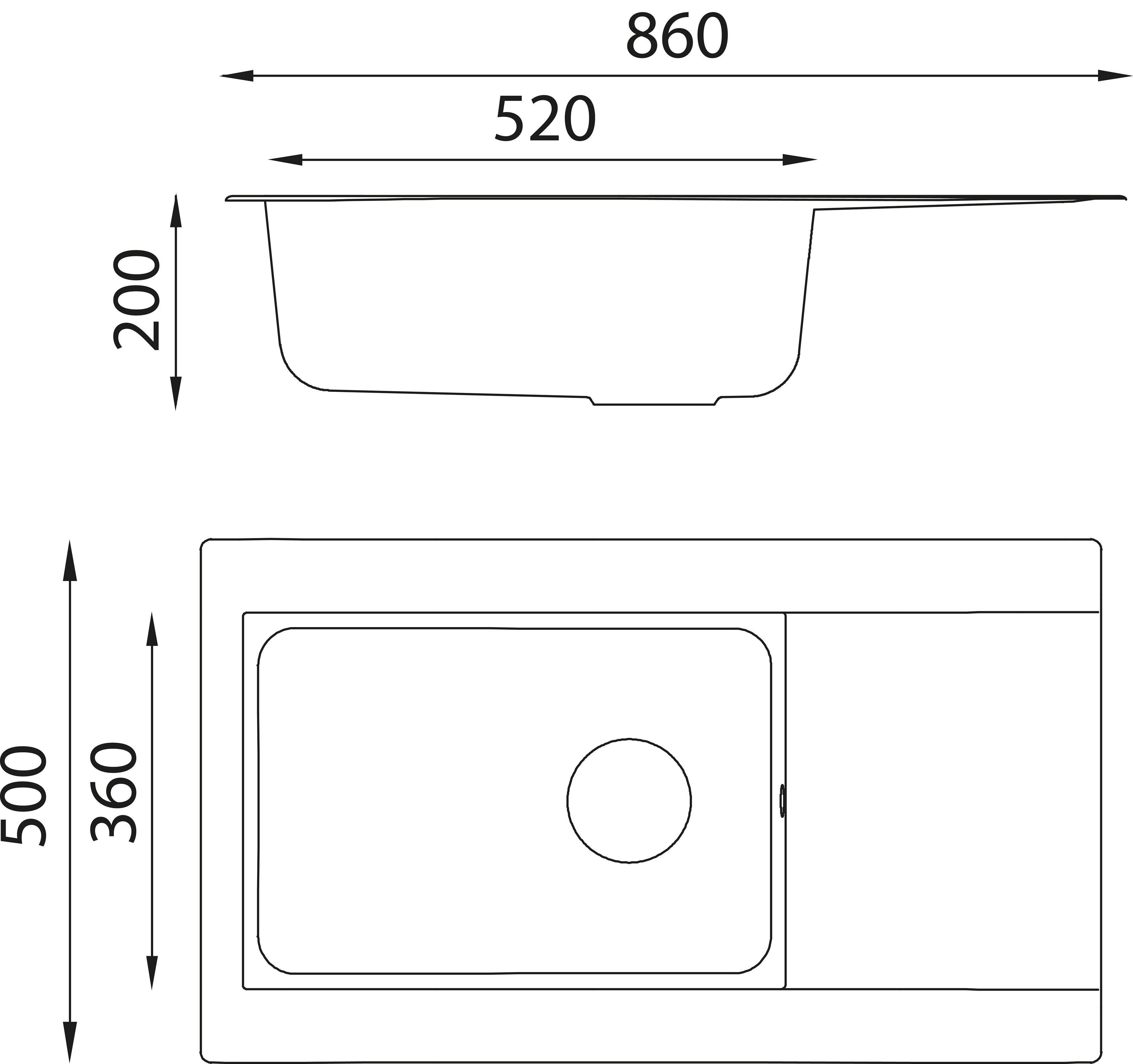 RESPEKTA built-in sink, 86/50 cm