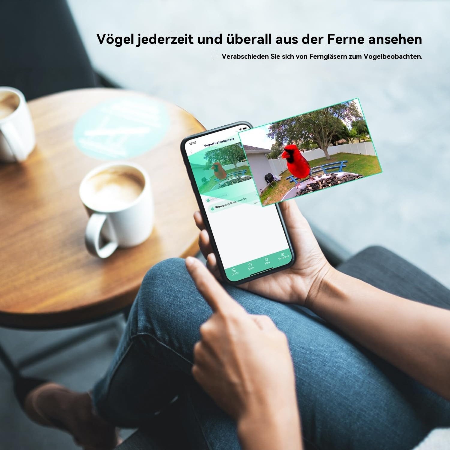 ieGeek Überwachungskamera Vogelhaus WLAN-Vogelhaus mit Kamera, KI-Vogelerkennung & Solarpanel (Garten, Balkon, Hof, Park, Naturschutzgebiet, Echtzeitbeobachtung des Nestbaus und der Brut von Vögeln, Infrarot-Nachtsicht, PIR-Bewegungserkennung, iOS/Android-kompatibel, 4MP-Kamera, ideal für Vogelbegeisterte, 10.000+-Vogelarten-erkenntnis, KI-Vogelerkennung, 5000-mAh-Akku, 2L-Futtercontainer, Eichhörnchenfestes Design, 170°-Diagonalsichtwinkel, Solarpanel)