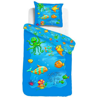 Kinderbettwäsche Unterwasserwelt, ESPiCO, Renforcé, 2 teilig, Digitaldruck, Meer, Ozean, Fische, Krabben