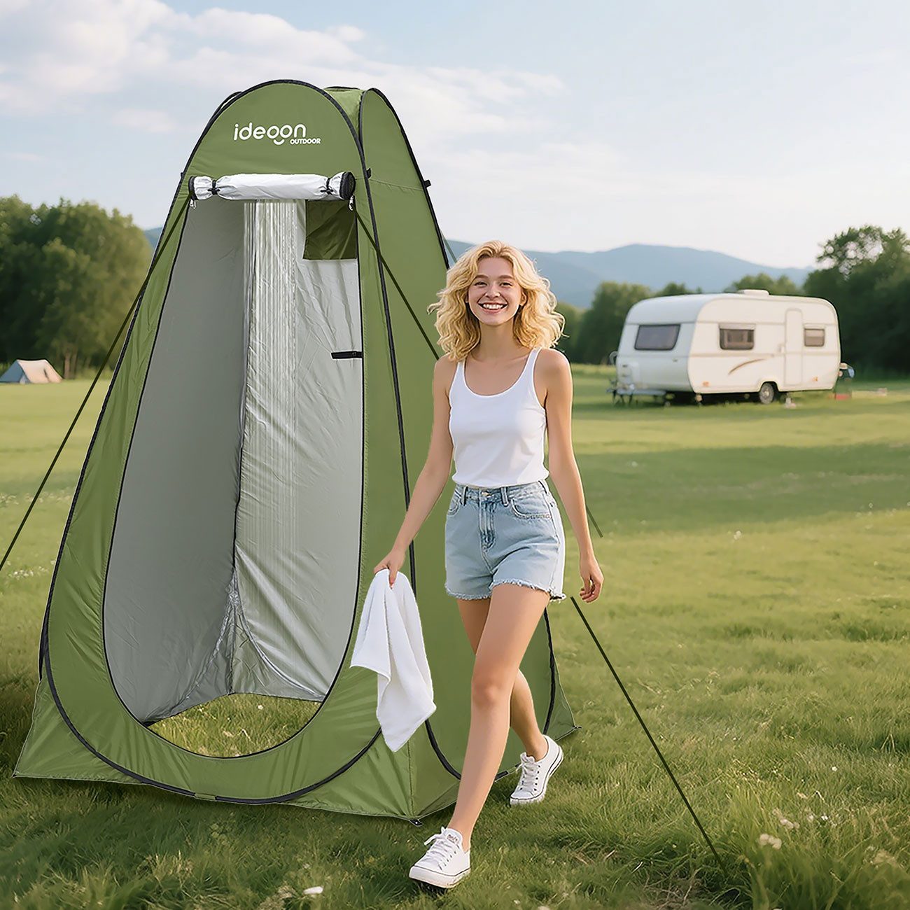 shop'n smile ideoon Wurfzelt Pop-Up Toilettenzelt Duschzelt & Umkleidezelt Sichtschutz Campingzelt, Personen: 1, 190x120x120 cm/Inkl. Zubehör & Tasche/Camping, Strand & Outdoor
