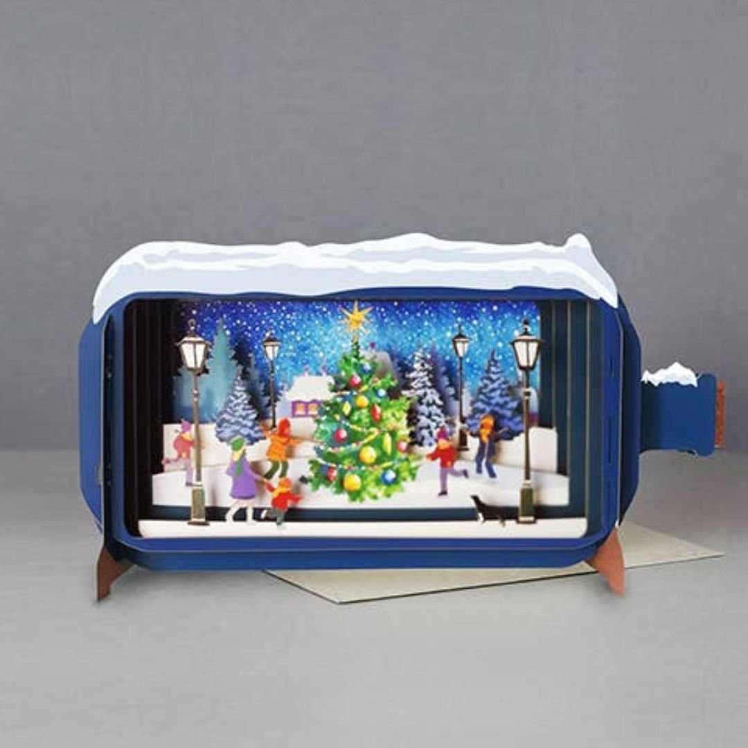 suebidou Weihnachtskarte 3D Pop Weihnachtsbaum Up Flaschenpost zum Beschriften Karte Weihnachten