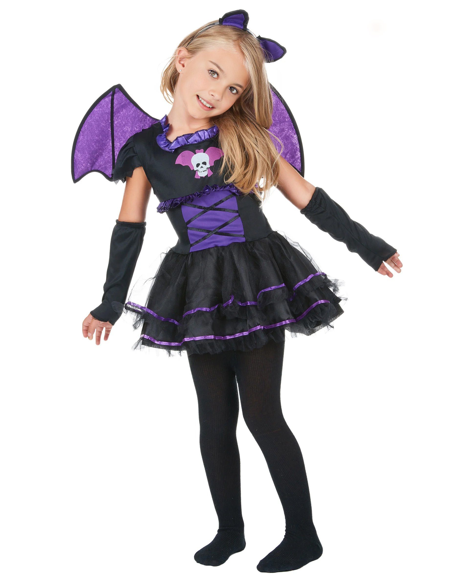 JADEO Vampir-Kostüm Süsse Vampir-Fledermaus Kinderkostüm schwarz-lila