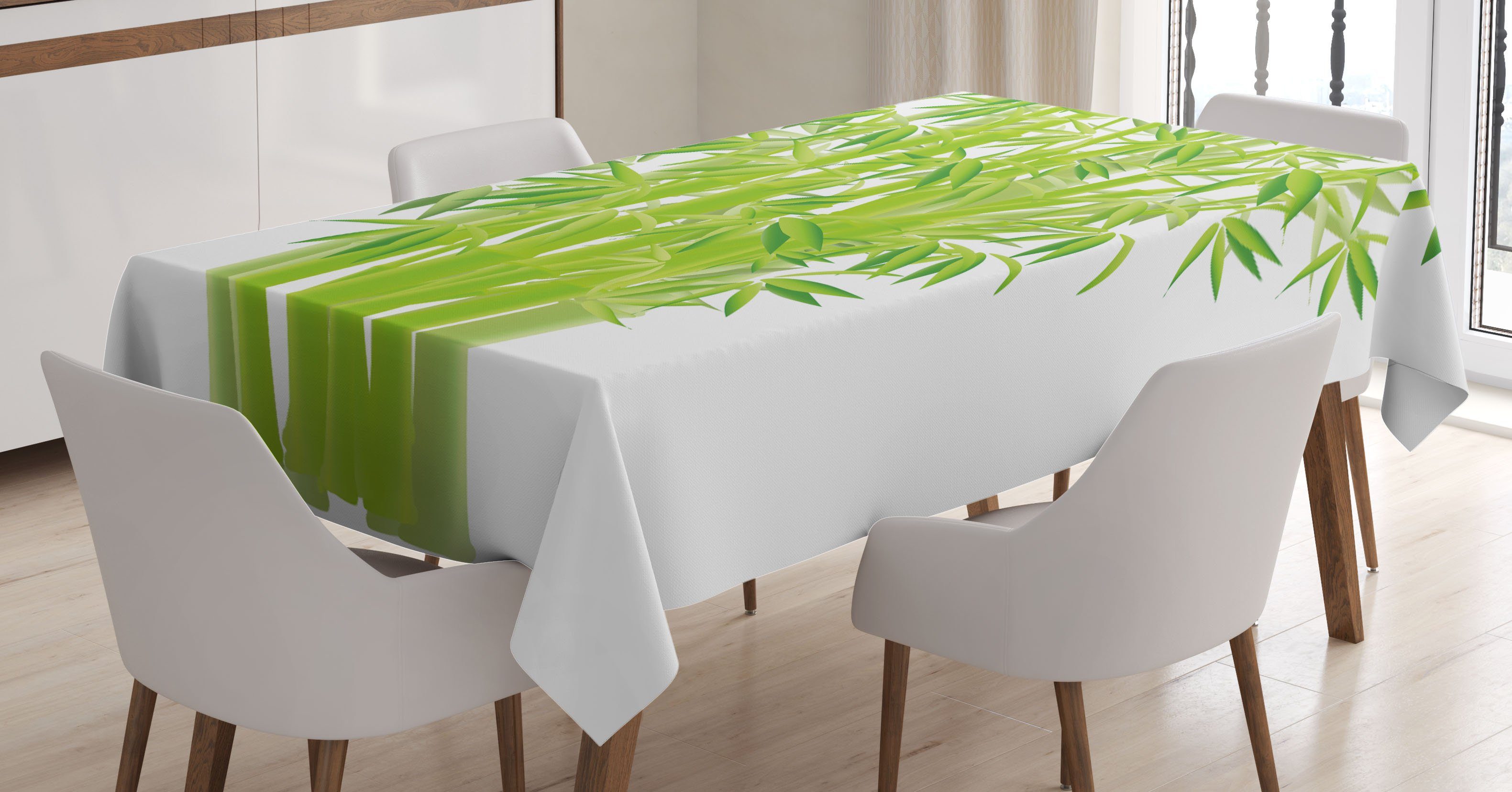 Außen Farben, Abakuhaus Tischdecke Klare Für Bereich den Bambusstämme Exotisch Farbfest Waschbar Blättern geeignet mit