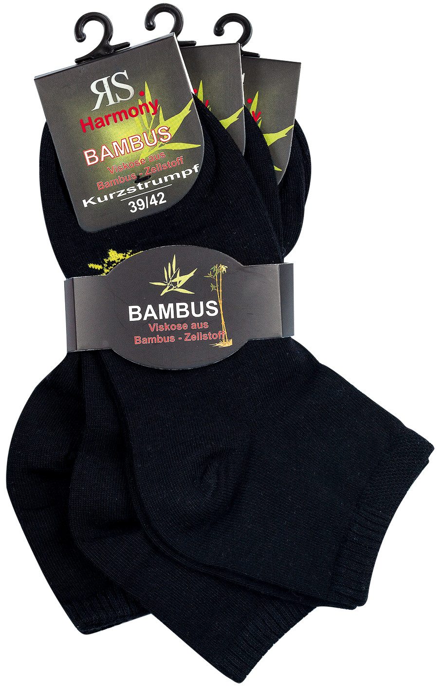 RS Harmony Socken 3 Paar RS. Harmony 43015 BAMBUS Kurzstrumpf schwarz 3 Größen