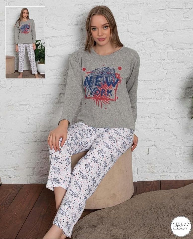 Selef Creation Pyjama Damen Pyjama Schlafanzug Baumwolle 2tlg, -  Kombination aus Baumwolle und Polyester für Haltbarkeit und  Formbeständigkeit