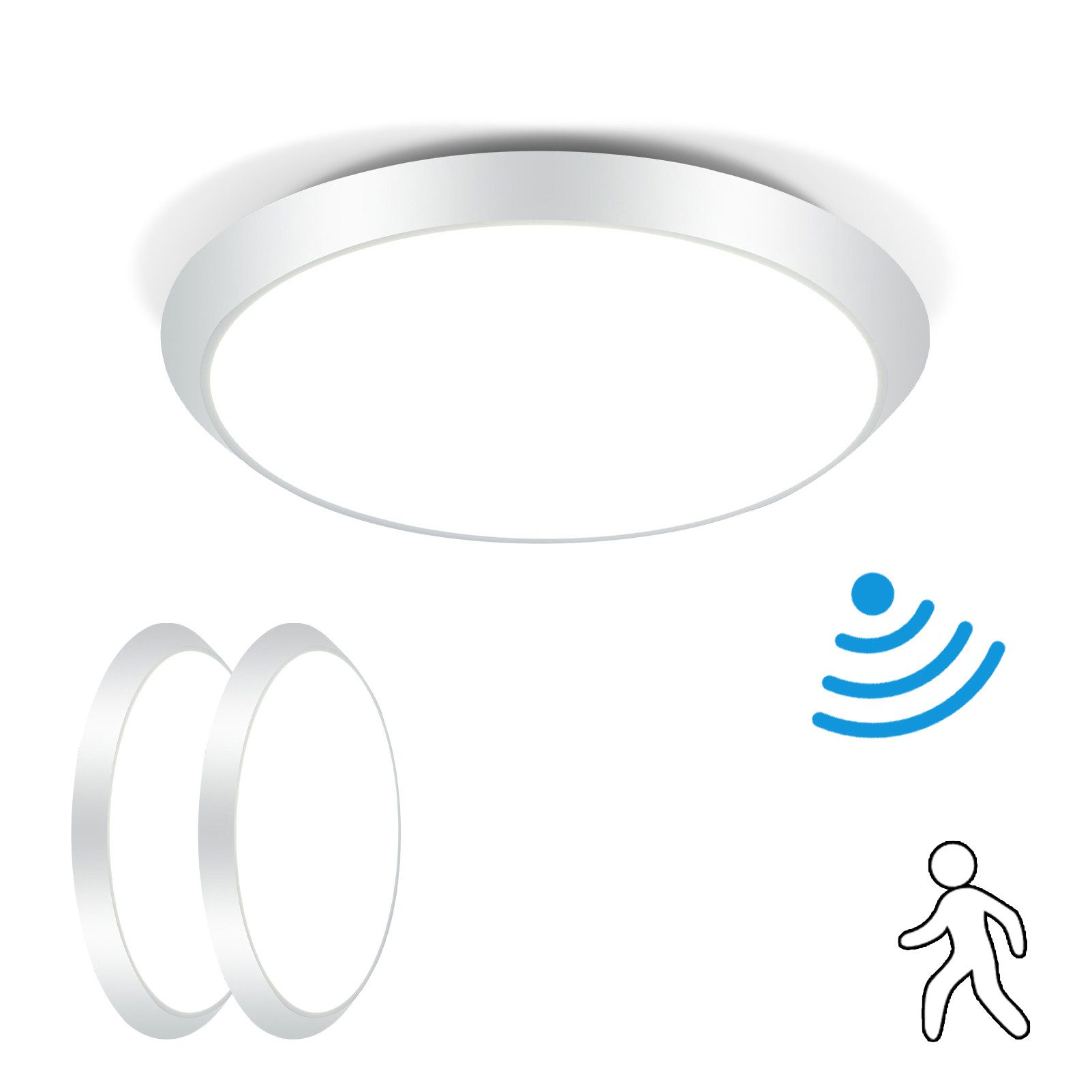 Nettlife LED Deckenleuchte Bewegungsmelder Rund Modern 15W 30CM 4000K, LED fest integriert, Neutralweiß, für Flur Treppenhaus Eingang