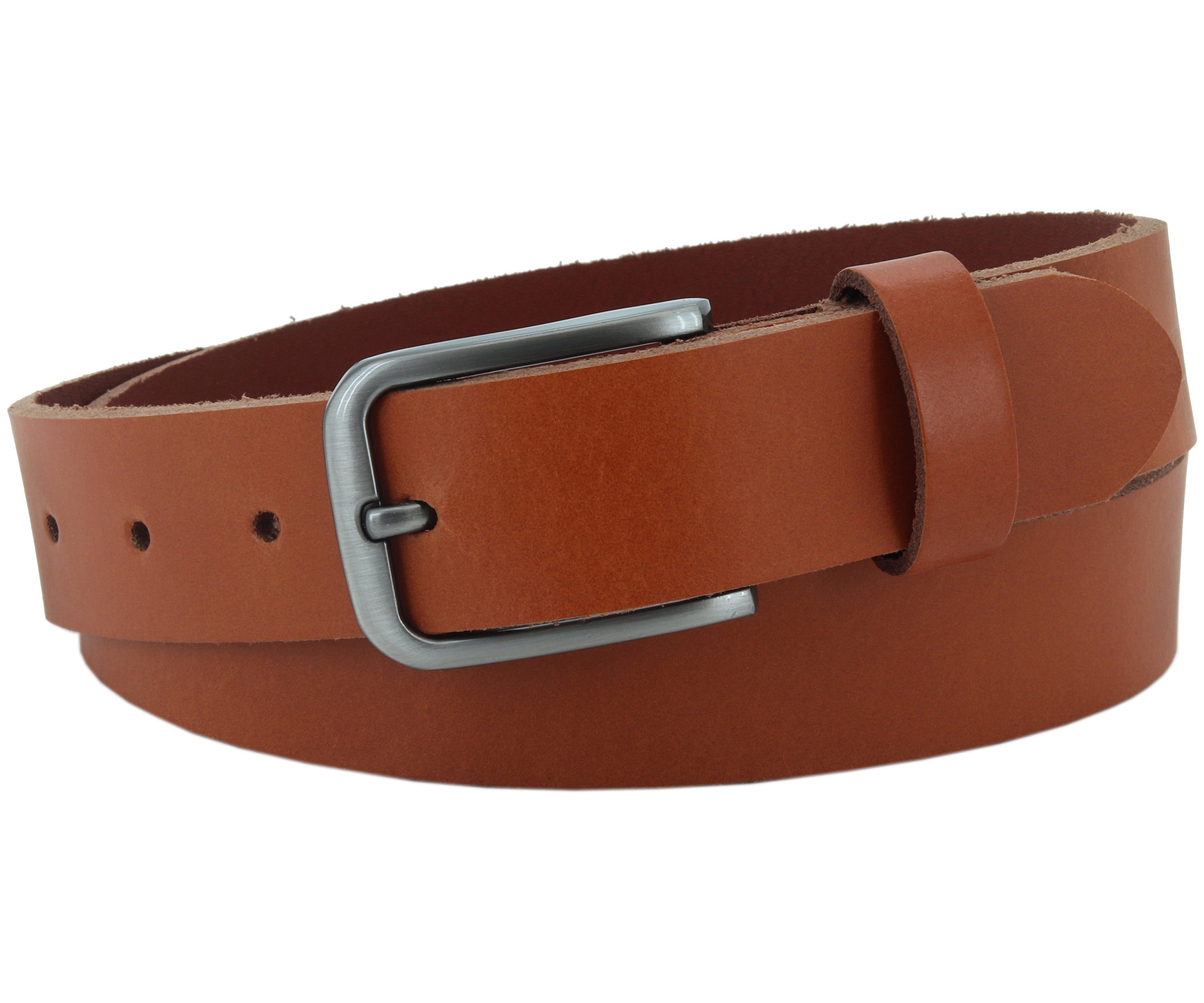 COLOGNEBELT Ledergürtel OM313-PL-Cognac MADE IN GERMANY, Cognac Kürzbar, 100 % Echtleder, Aus einem Stück, Unisex