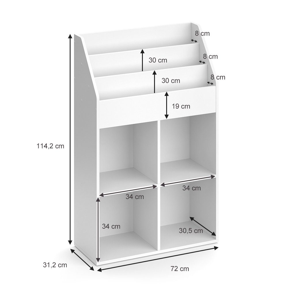 Vicco Bücherregal Luigi, Weiß, 72 x 114 cm