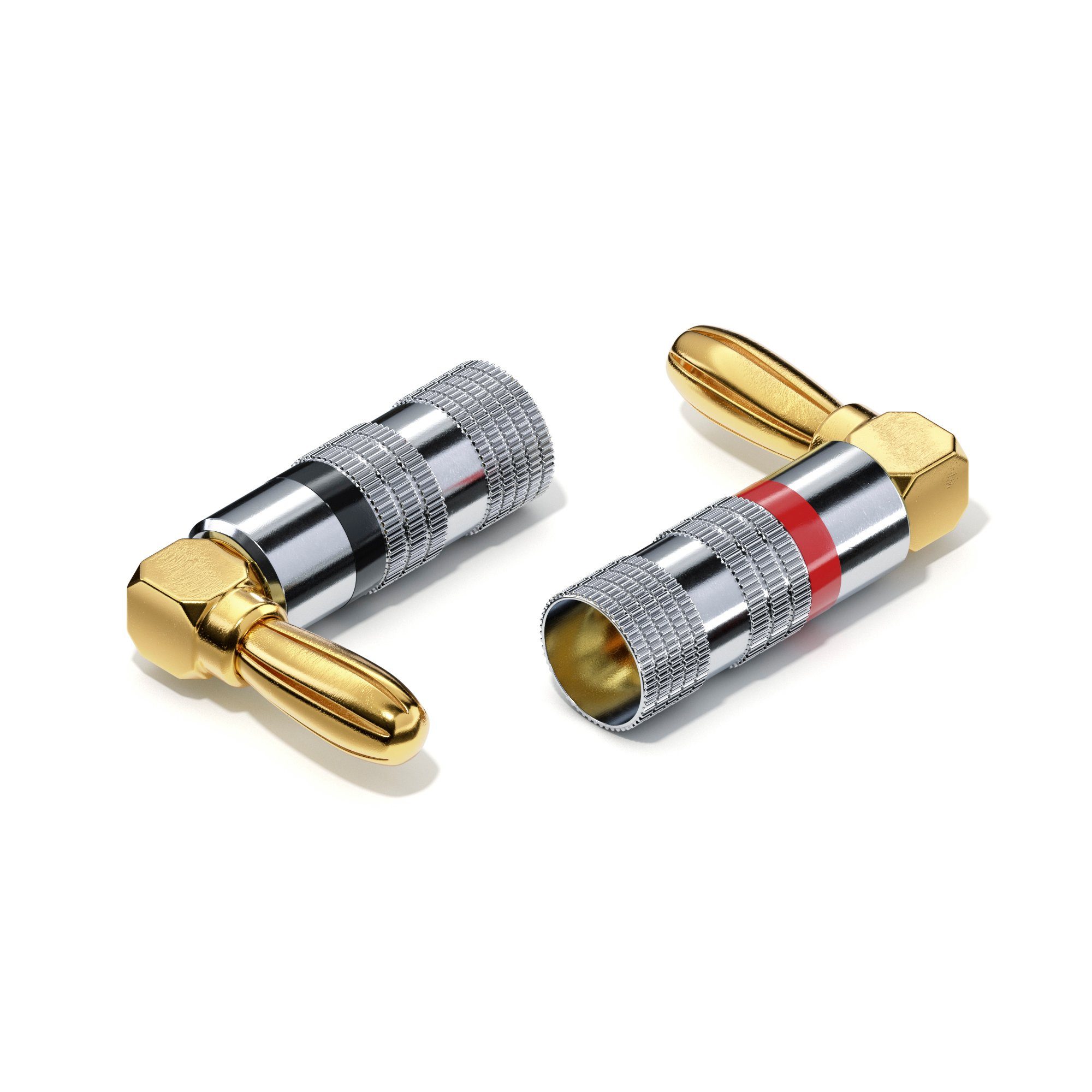 conecto conecto Bananenstecker 4er-Set, 90° gewinkelter Stecker, für alle Audio-Kabel