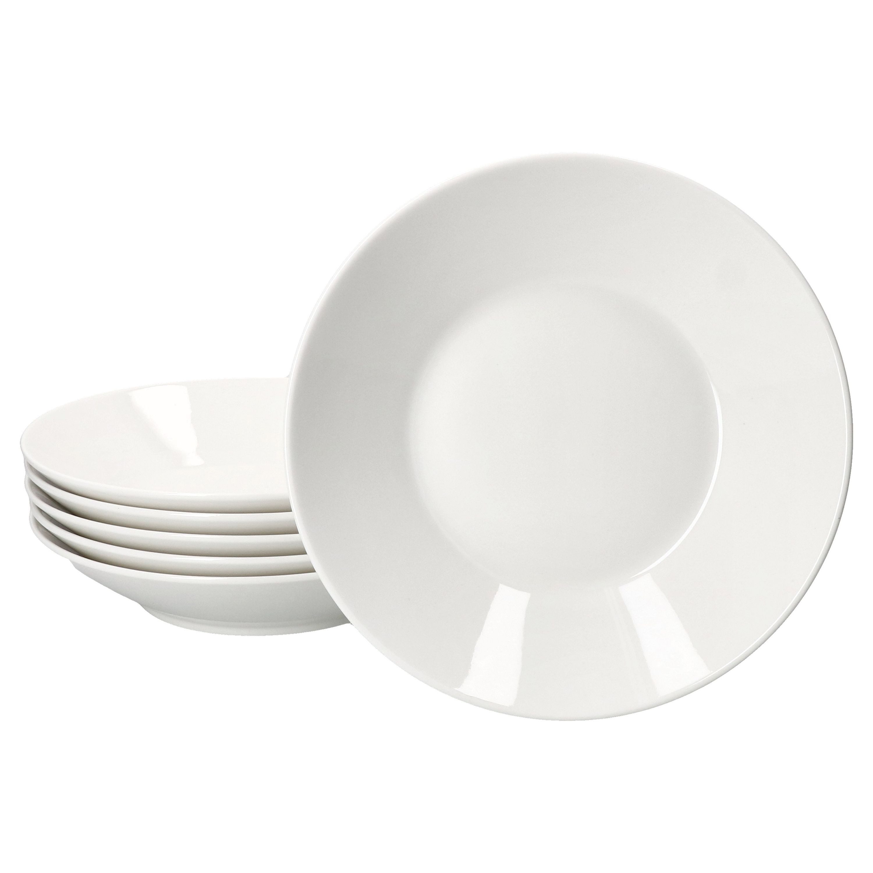 Ritzenhoff & Breker Suppenteller Ritzenhoff 6x Ontario Suppenteller weiß 400ml Porzellan tiefe Teller