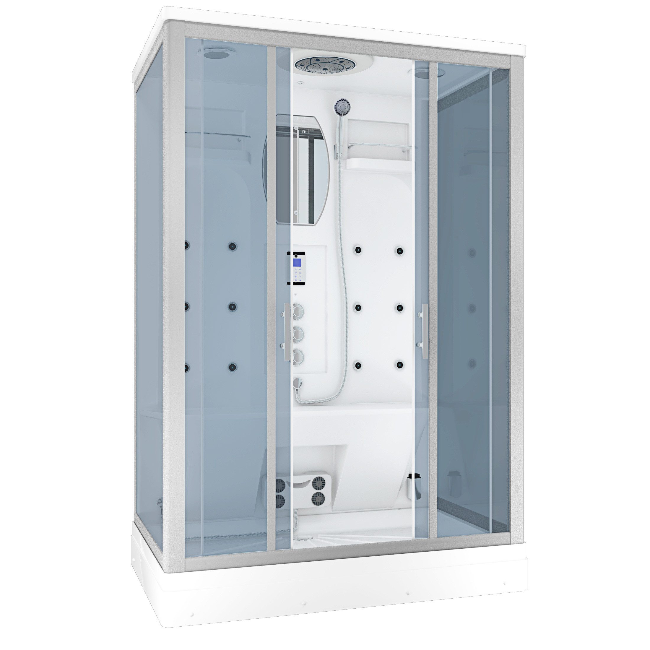 AcquaVapore Dampfdusche AcquaVapore Dampfdusche Sauna Dusche Duschkabine D27-TH-ALL 140x90 cm, Sicherheitsglas ESG, Höhenverstellbar, Mit Bauanleitung, Mit Beleuchtung, Mit Spiegel, Gehä