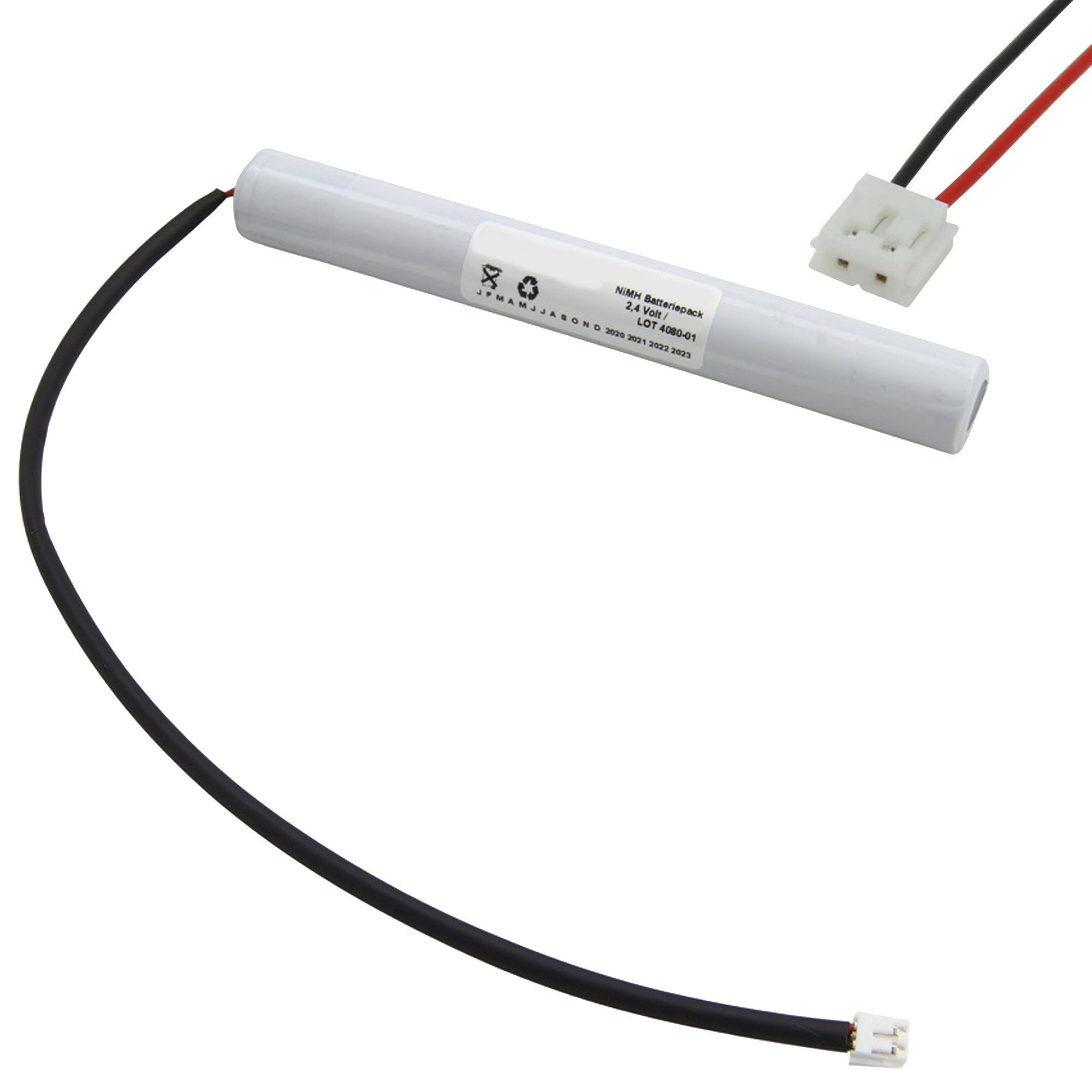 AccuCell Notleuchtenakku für Elubat 137887, 2,4 Volt mit Kabel und Stecker Akku