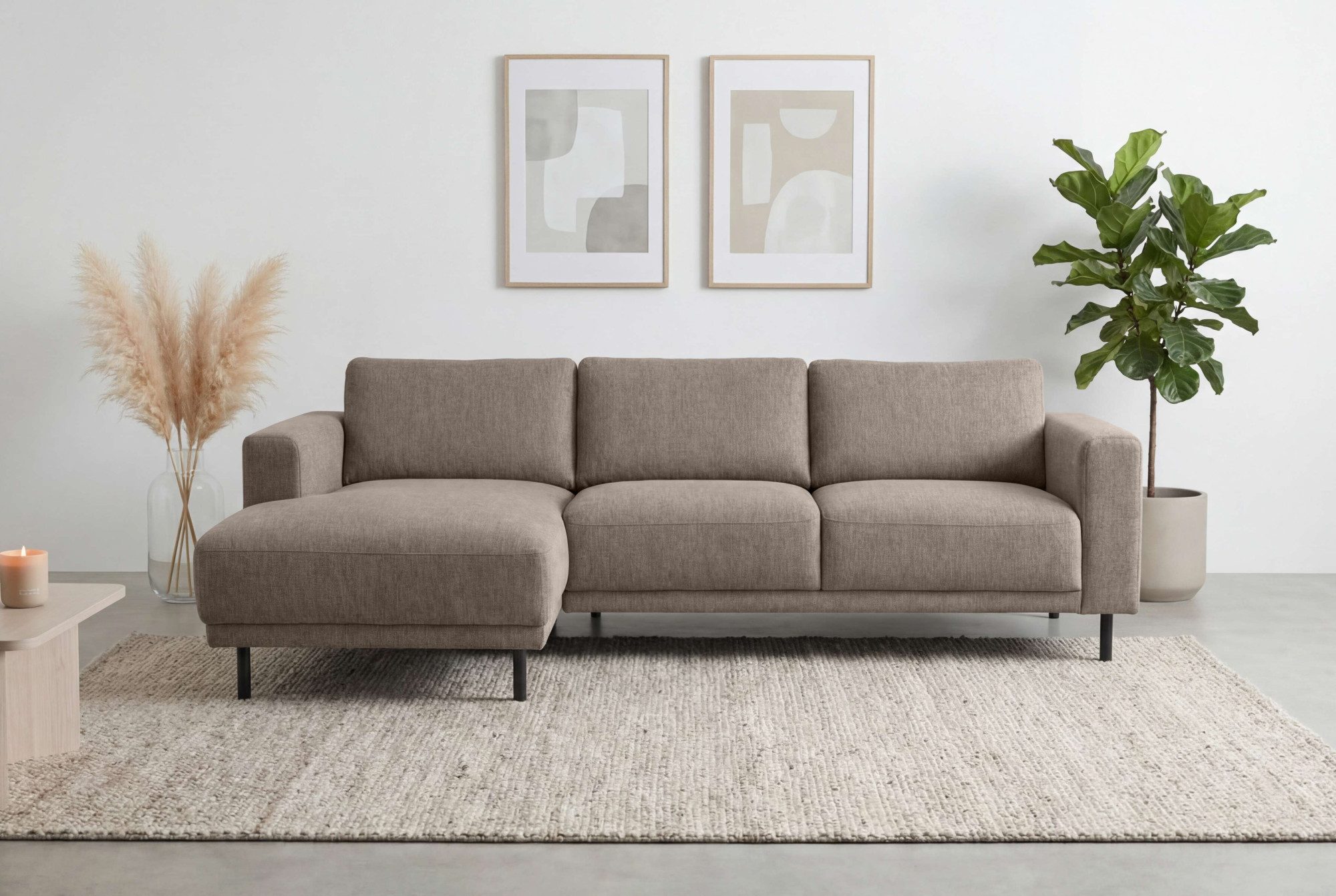 OTTO home Ecksofa Sveeva, L-Form, B.238 cm, schwarze Metallfüße, langlebiger Webstoff, mit Wellenunterfederung, viele Farben