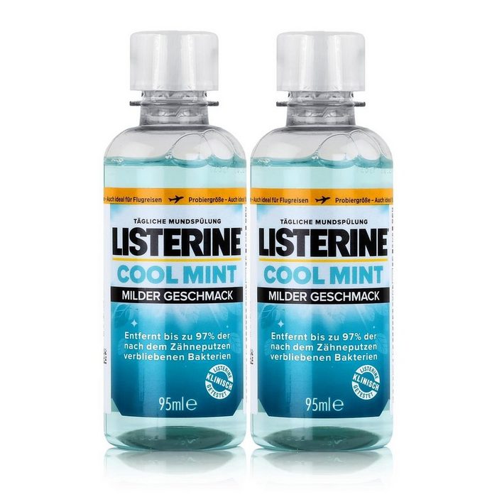Listerine Mundspülung Listerine Cool Mint milder Geschmack 95 ml Mundspülung (2er Pack)