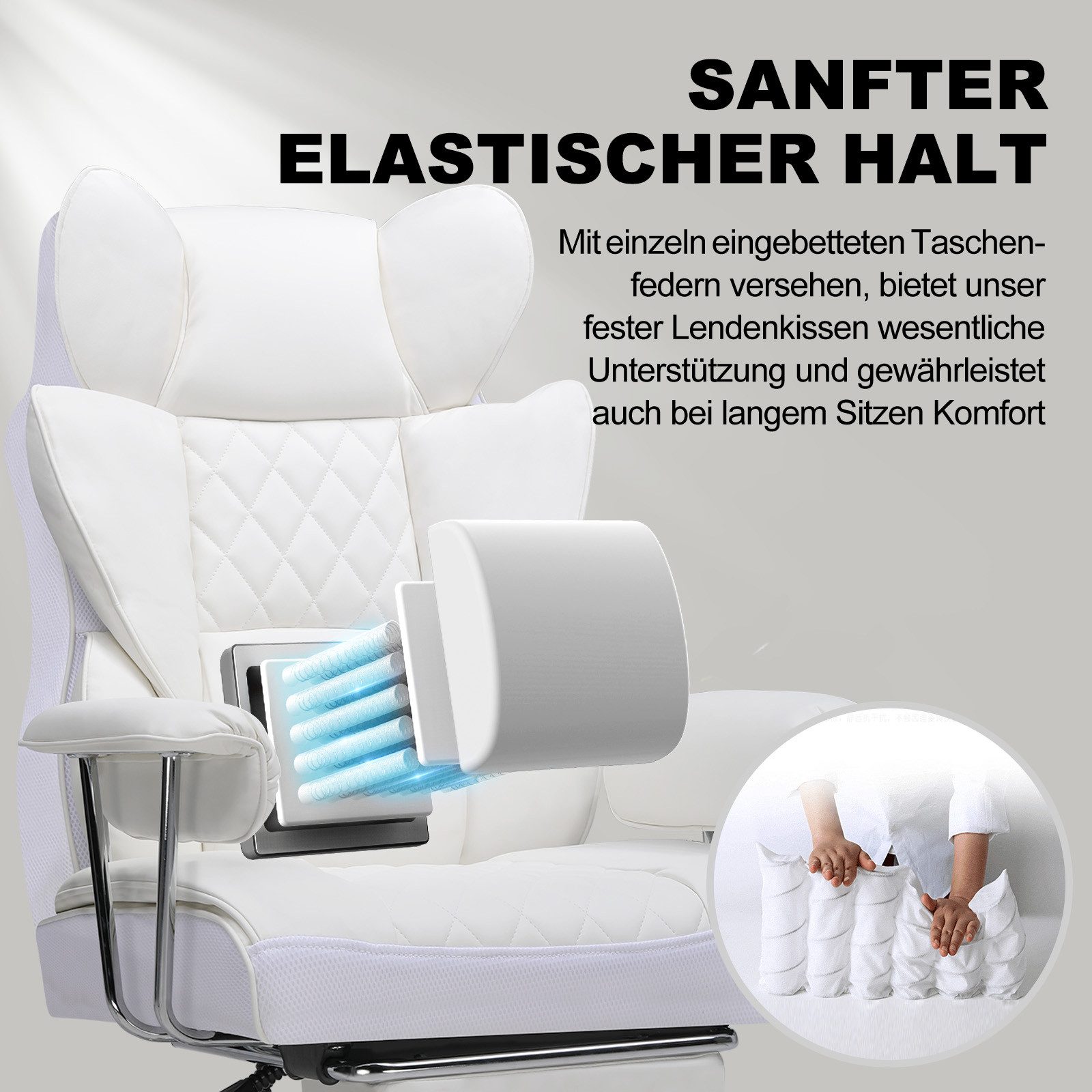 GTPLAYER Gaming-Stuhl Gaming Stuhl, Gamer Stuhl, Ergonomischer Bürostuhl Stoffoberfläche (Packung), Schreibtischstuhl Chefsessel mit Fußstütze höhenverstellbar  – Bild 2 von 5