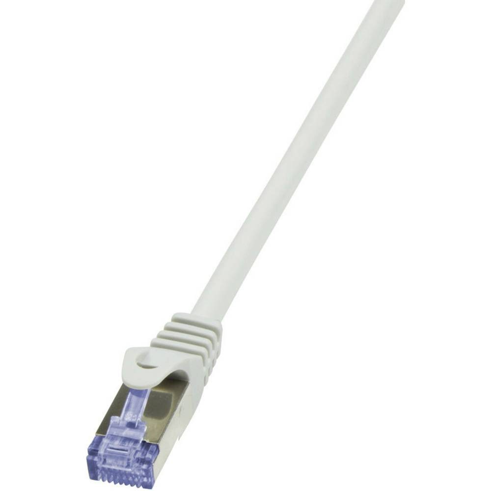 LogiLink ® Patchkabel Cat.6A (mit CAT 7 Rohkabel) S/FTP PIMF CQ4092S LAN-Kabel, vergoldete Steckkontakte, Flammwidrig, mit Rastnasenschutz