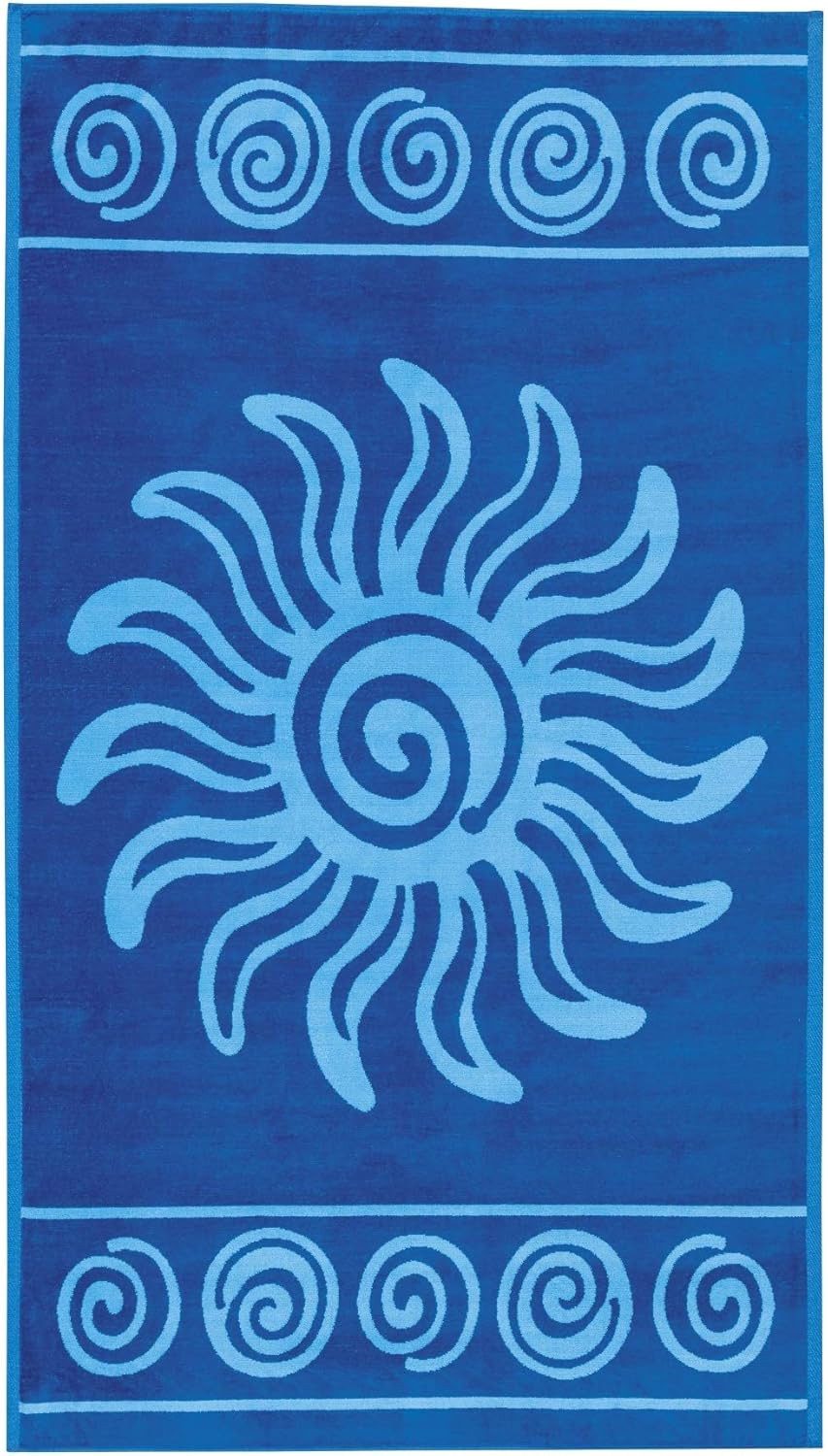 Delindo Lifestyle Strandtuch Tropical SUN, XXL Strandlaken aus 100% ägyptischer Baumwolle, Velours (1-St), Jacquard-gewebtes Motiv