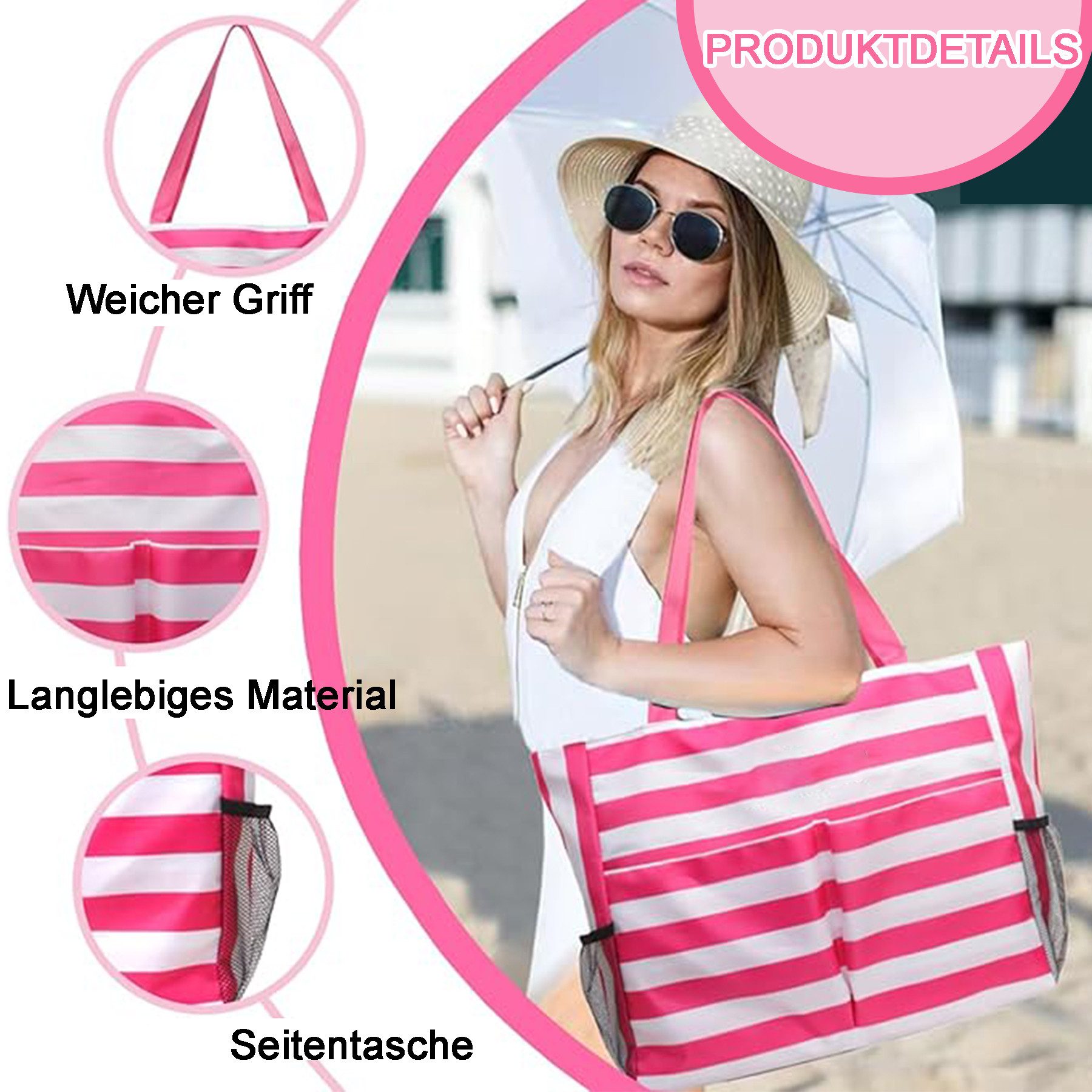 Mutig Strandtasche Große Strandtasche XXL mit Reißverschluss wasserdichte R günstig online kaufen