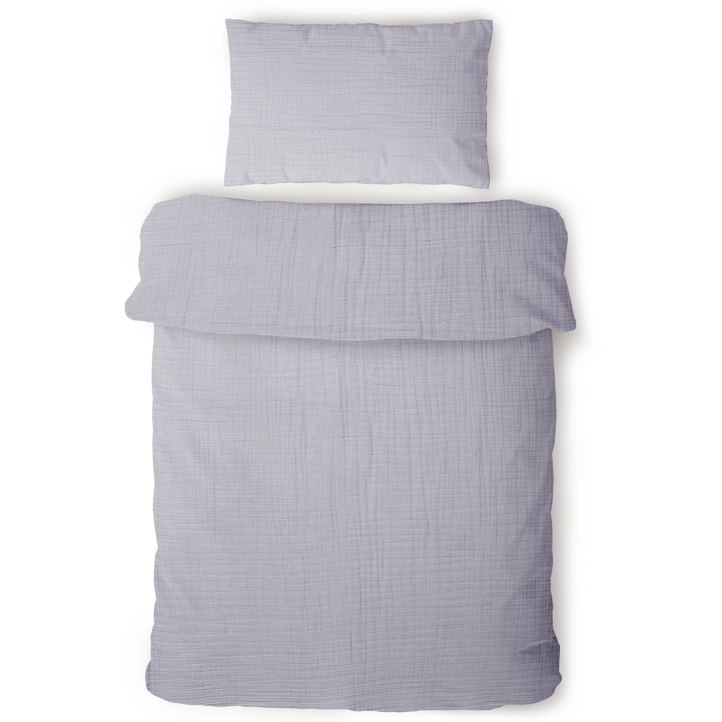 Laynenburg Kinderbettwäsche Musselin 2 teilig aus 100% Baumwolle in 100x135 cm + 40x60 cm, atmungsaktiv & bügelfrei – 3 lagig mit Reißverschluss & Haltebändern