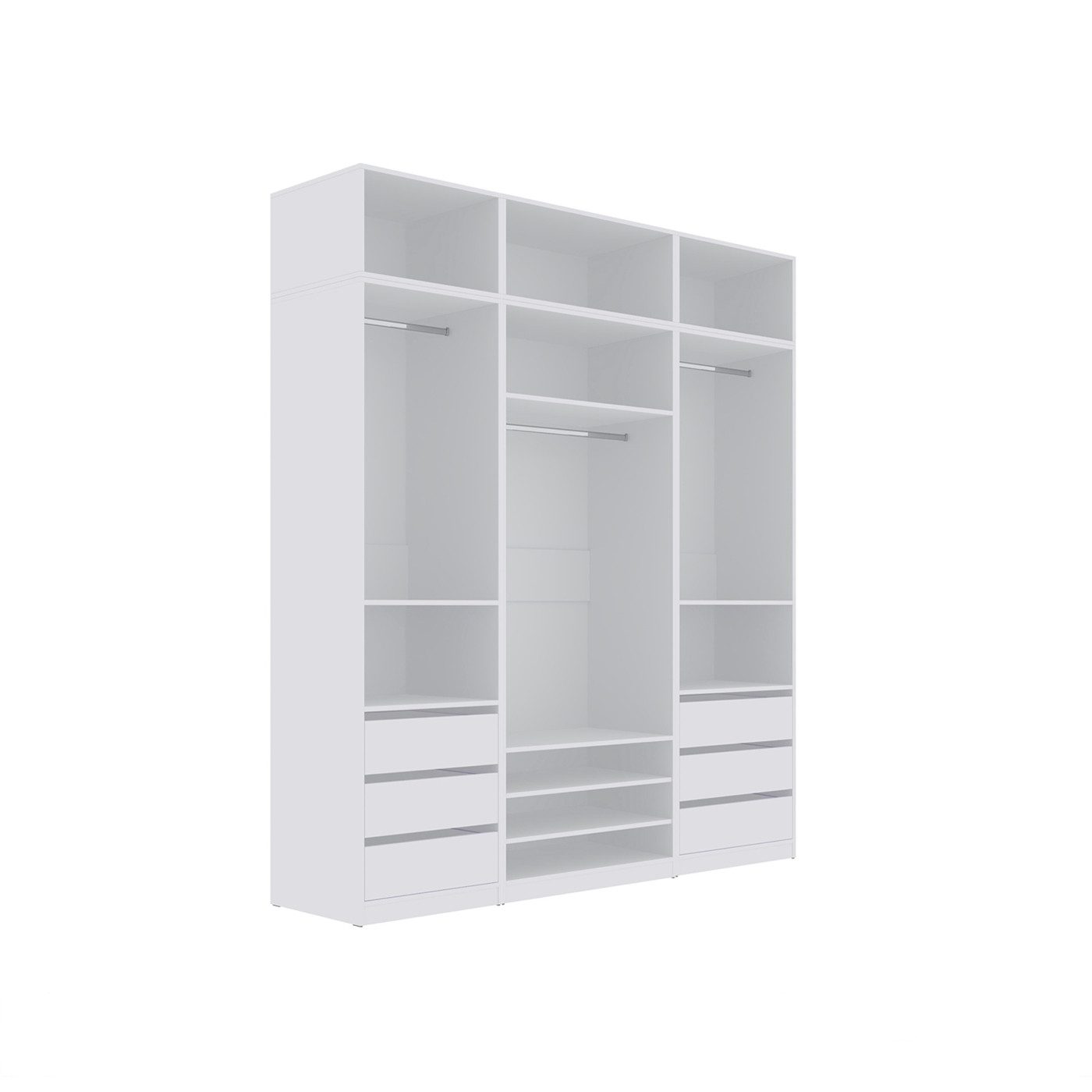 Marmex Möbel Kleiderschrank TRES SET T/NB offener Garderobenschrank Schuhschrank Ankleidezimmer (6-St) 6 Schubladen, Modulschrank, Einbauschrank