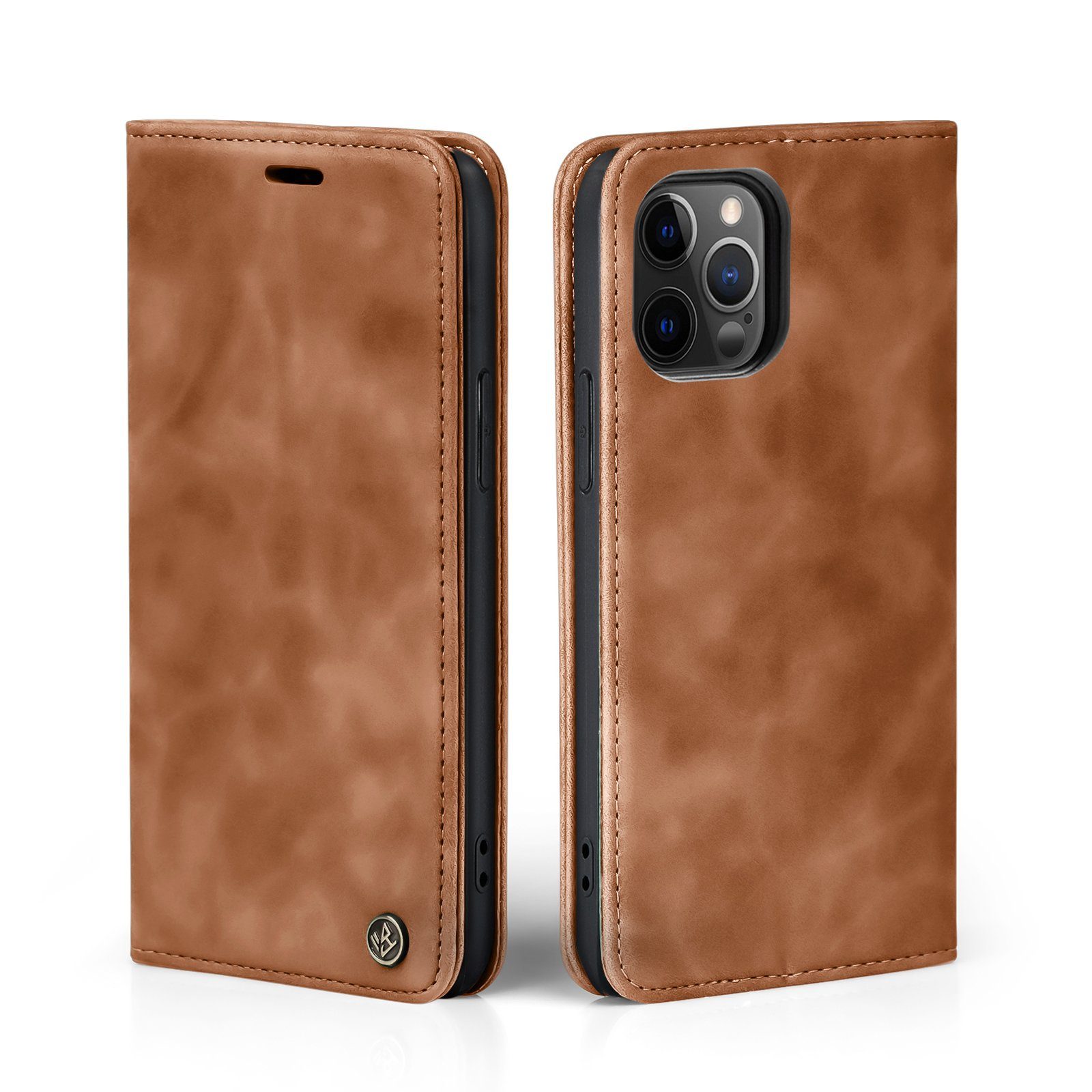 Tec-Expert Handyhülle Tasche Hülle für Apple iPhone 12 / 12 Pro 6.1 Zoll, 6.1, Cover Klapphülle Case mit Kartenfach Fliphülle aufstellbar