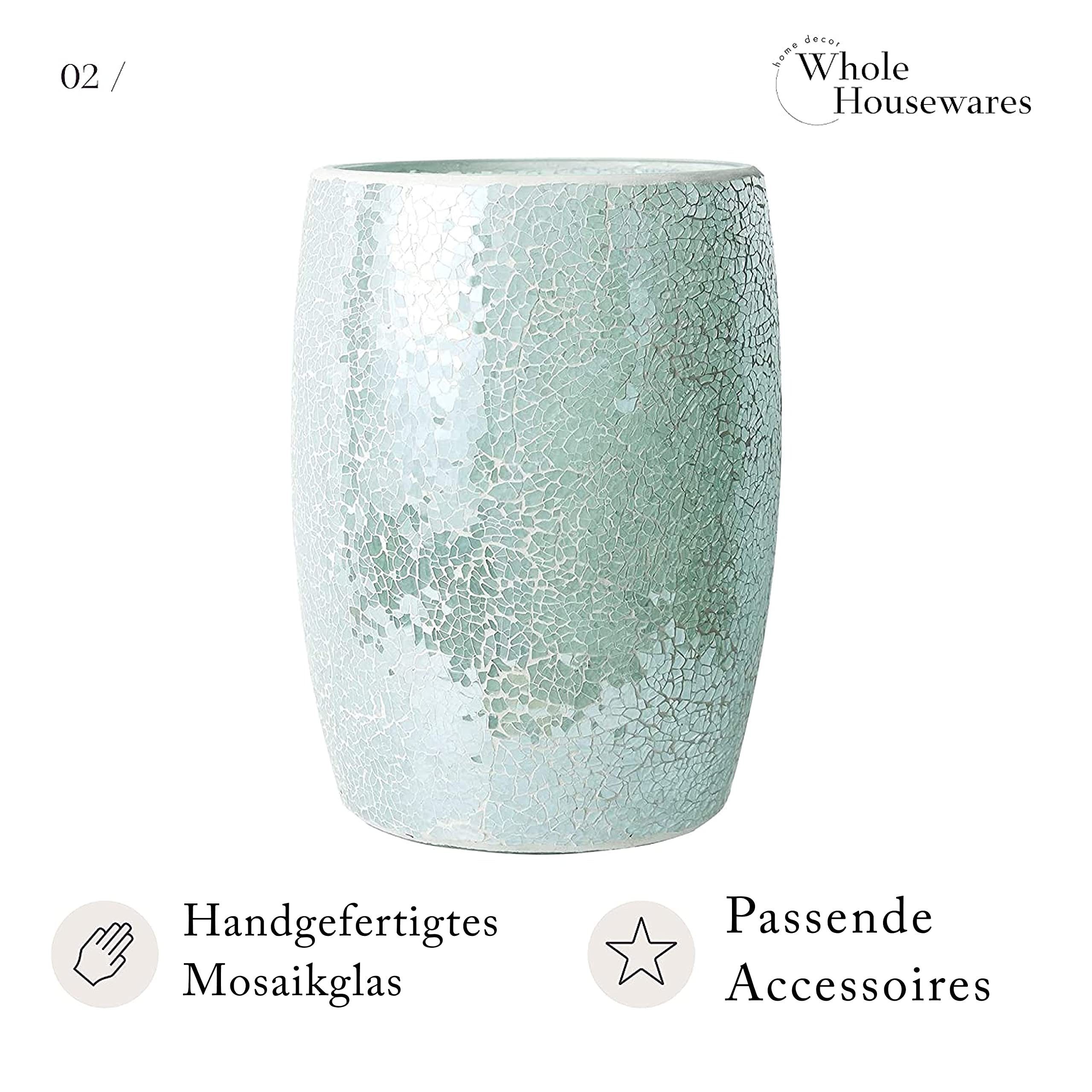 Glas Papierkorb Papierkorb Housewares (Türkis), Dekor, 19x25cm Whole Mosaik Glas Blaugrün