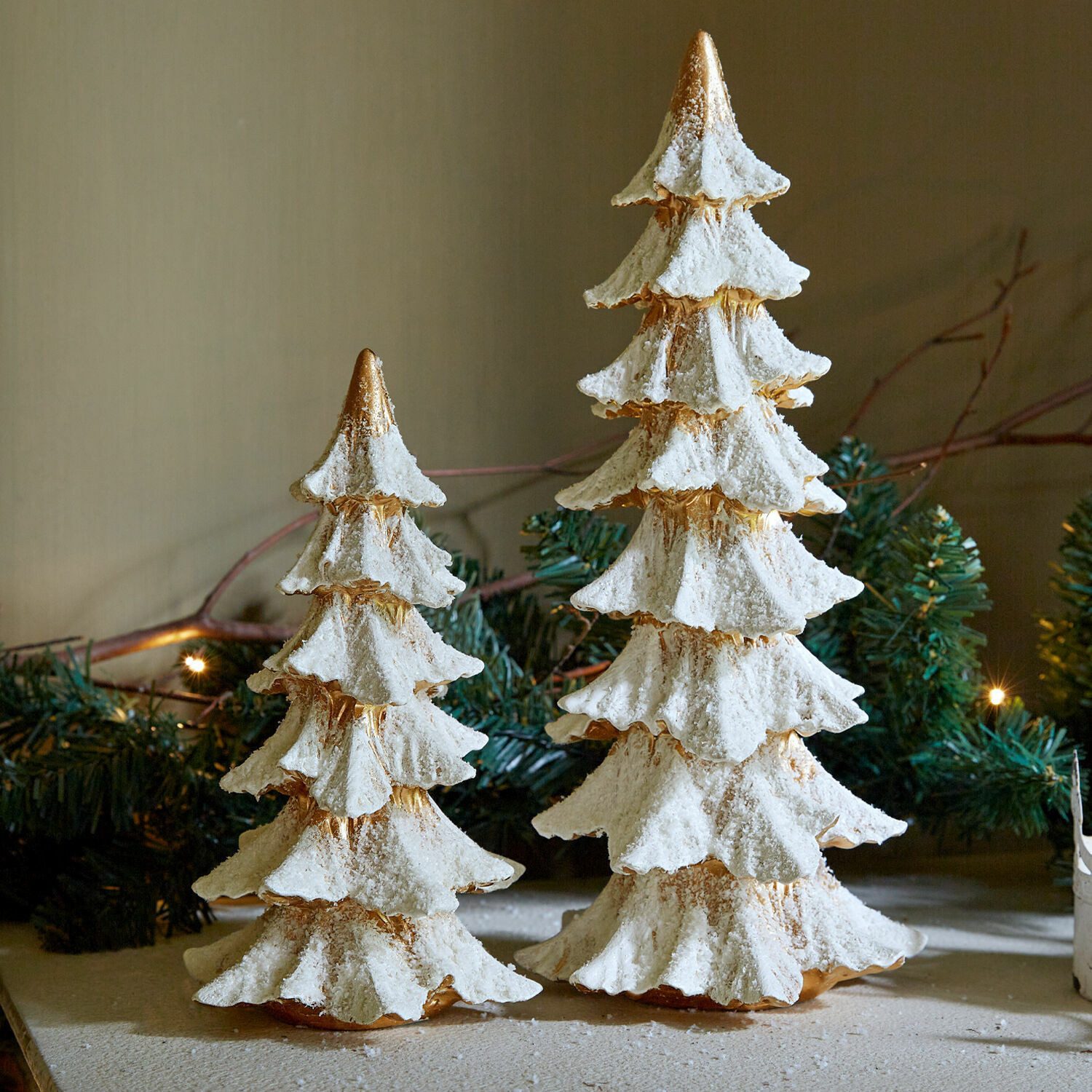 Mirabeau Weihnachtsfigur Deko-Baum 2er Set Norbury weiß/gold (2er Set, 2er günstig online kaufen