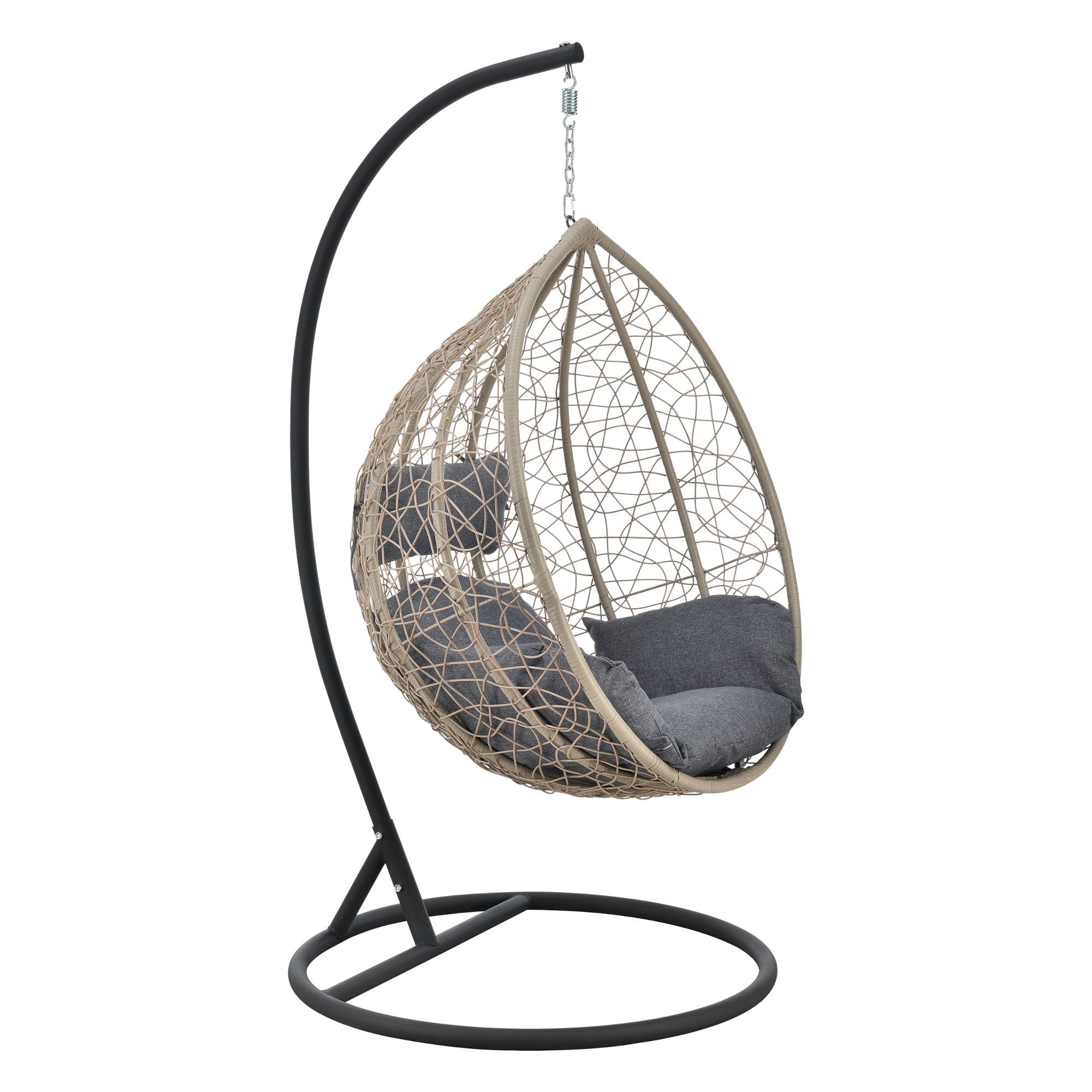 en.casa Hängesessel, Capileira Hängestuhl 1-Sitzer 195x105cm Braun/Dunkelgrau