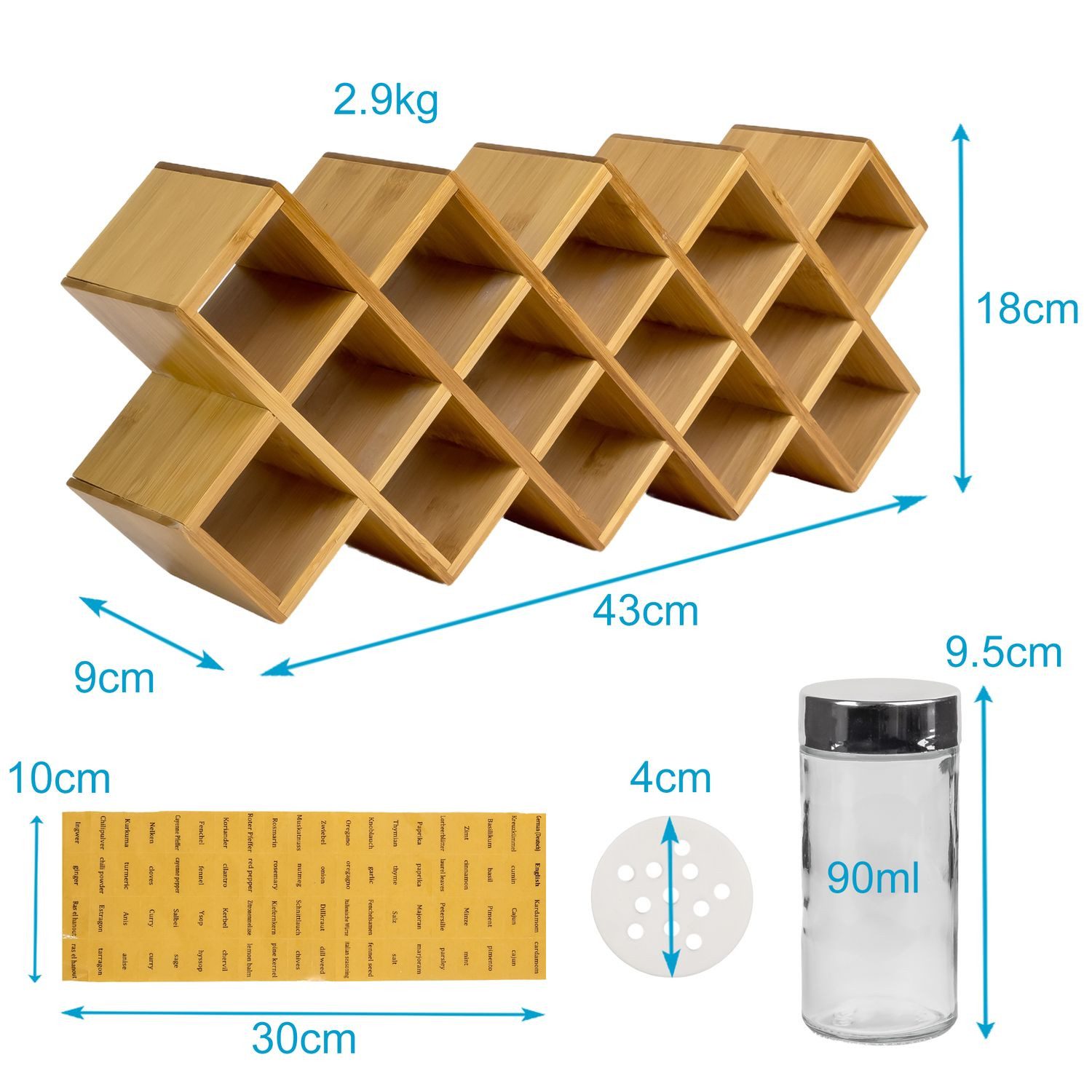 Intirilife Gewürzregal, Set 19-tlg., Küchenregal Set Bambus Gewürzständer m günstig online kaufen