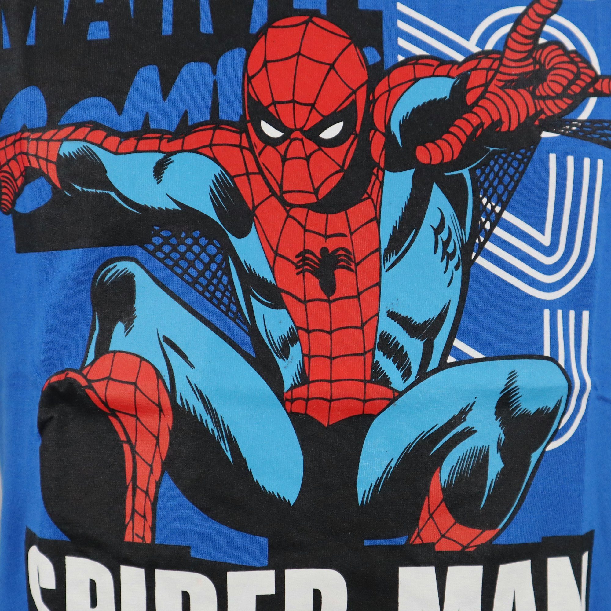 MARVEL Print-Shirt 104 Kinder Baumwolle Spiderman T-Shirt 100% 134, Blau kurzarm Jungen Gr. bis