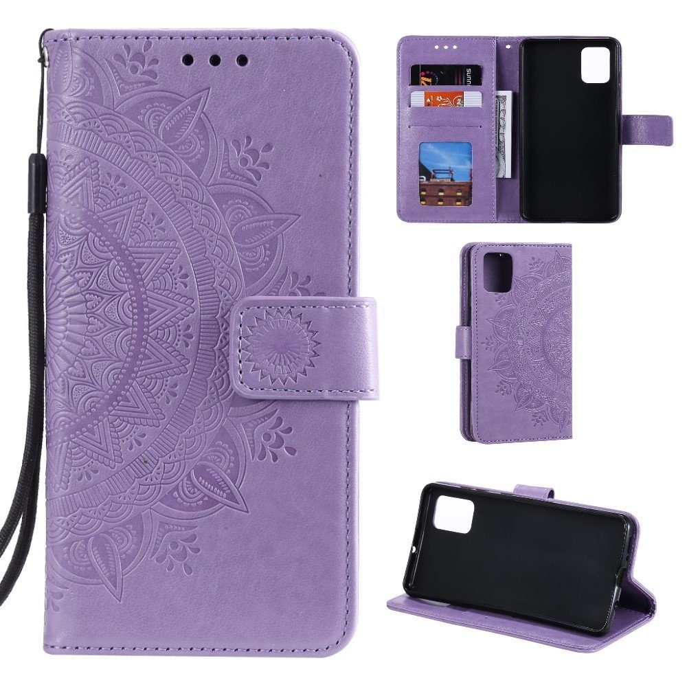 CoverKingz Handyhülle Hülle für Samsung Galaxy A51 Handyhülle Flip Case Schutzhülle Cover 16,5 cm (6,5 Zoll), Klapphülle Schutzhülle mit Kartenfach Schutztasche Motiv Mandala
