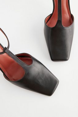 Next Eckige Riemenpumps aus Premium-Leder T-Strap-Sandalette (1-tlg)