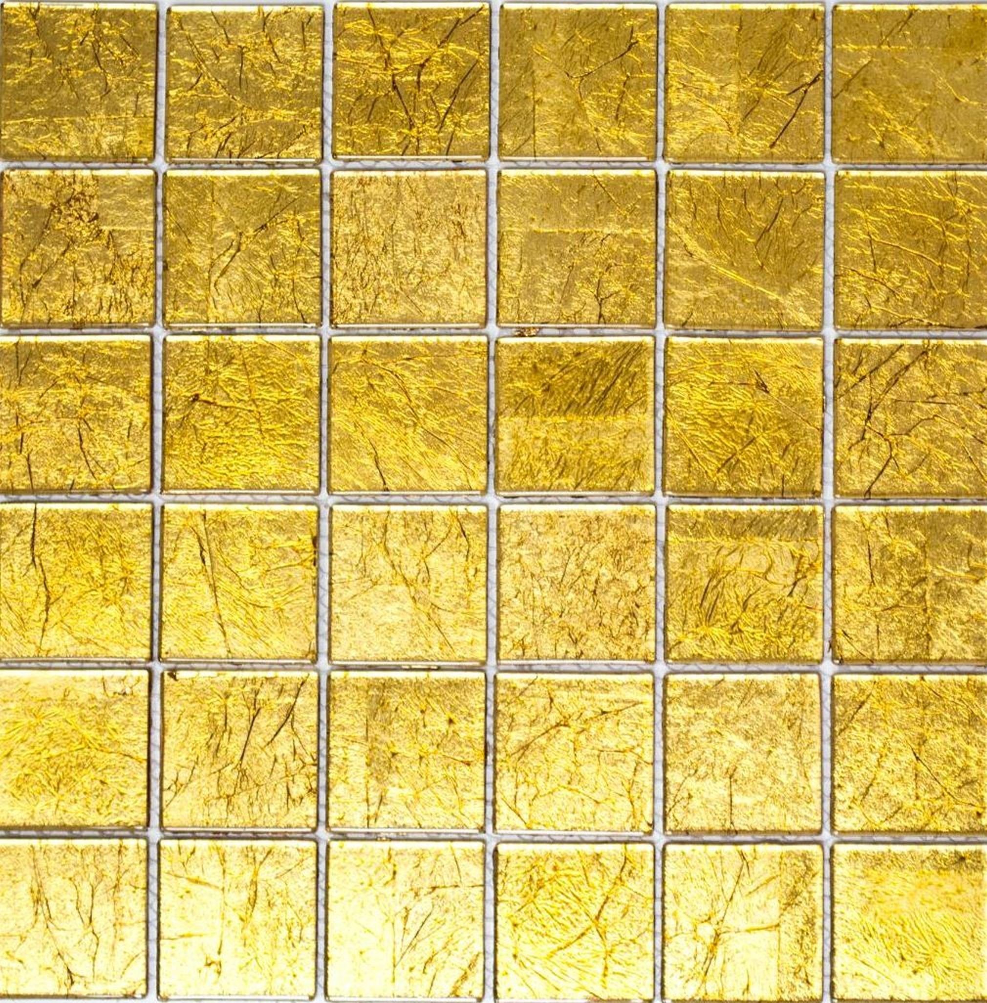 Mosaikfliesen Mosaikfliese gold Struktur Mosani Küche Fliesenspiegel Glasmosaik