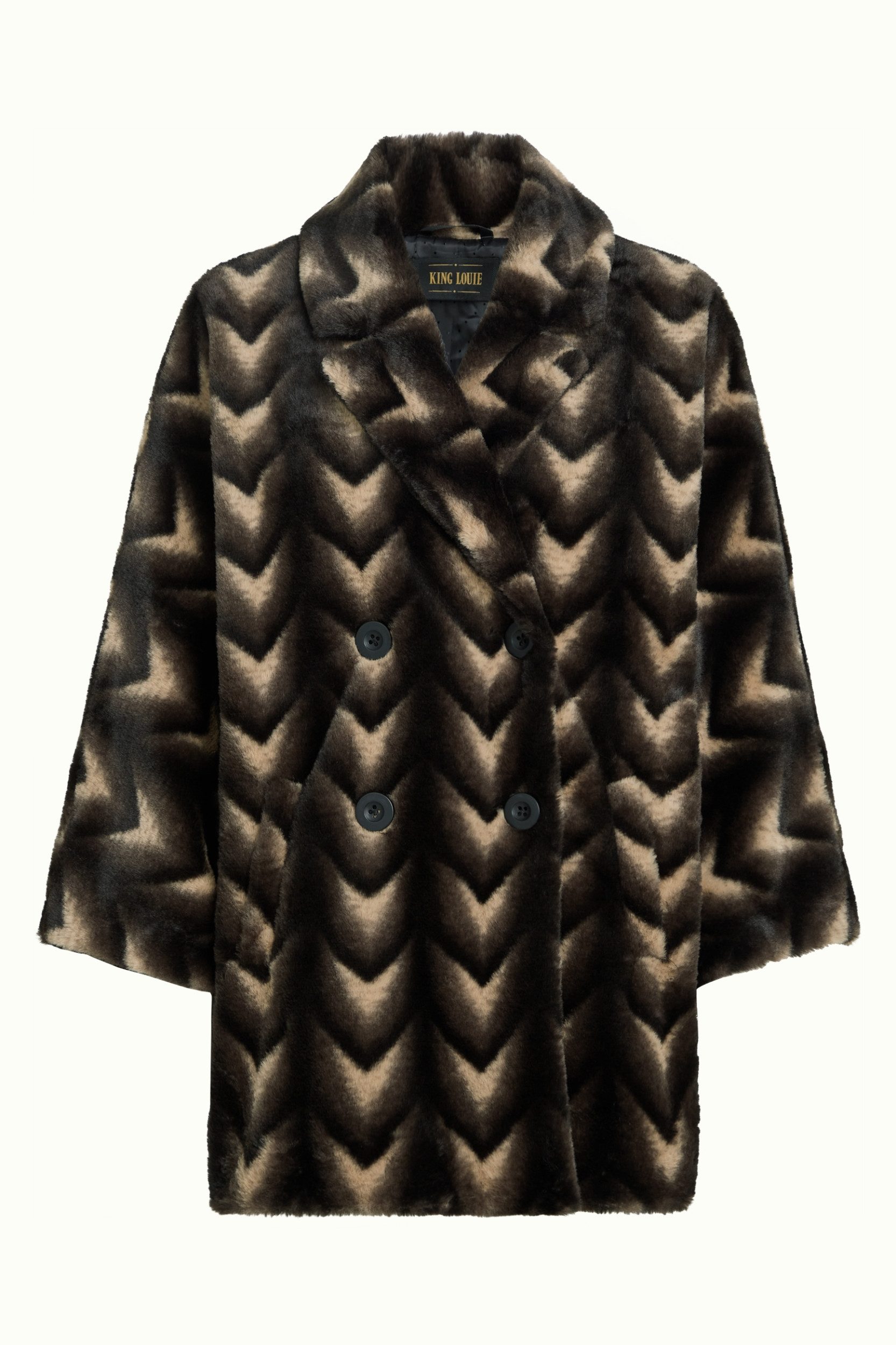 King Louie Wollmantel - Shiya Kimono Coat Deco Fur – eleganter Damen Wintermantel