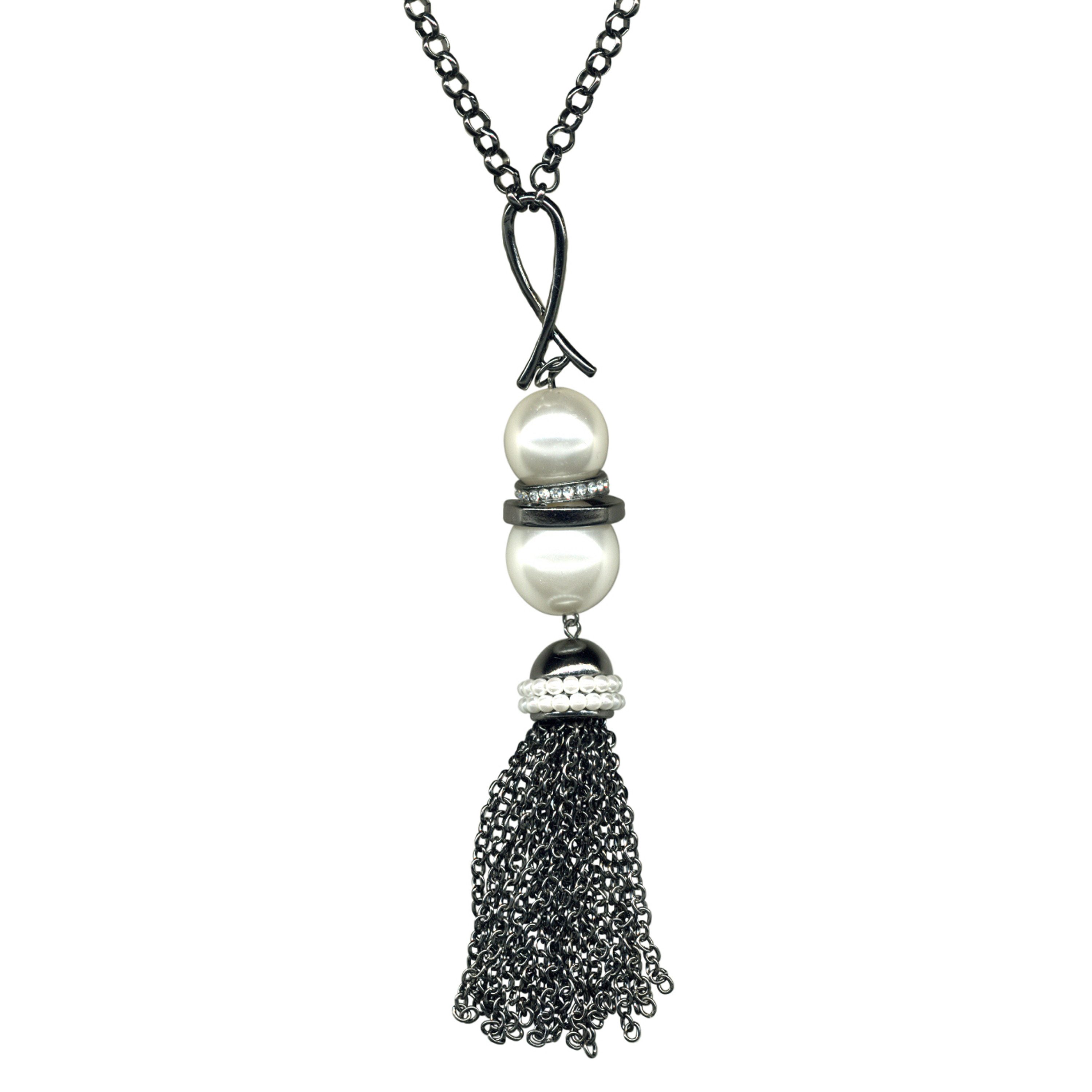 Firetti Lange Kette Schmuck Geschenk Shiny Lush Pearl Y-Kette, mit Glasstein - mit Kunststoffperle